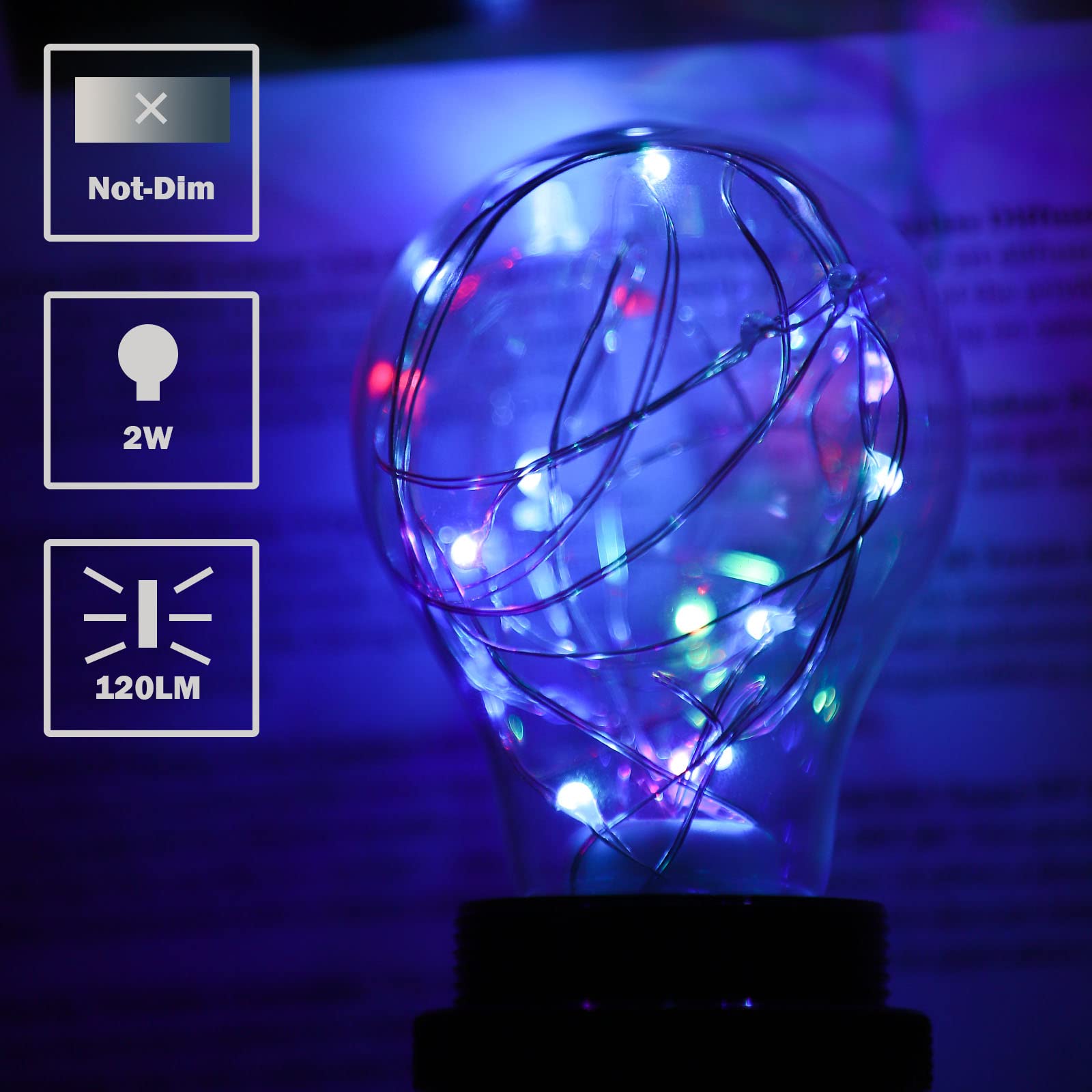 Howorr Rgb Color Changing Led Fairy Light Bulbs, 15W Equivalent Cute Light Bulbs For Pendant Light Fixtures, Bedroom, Living Roo