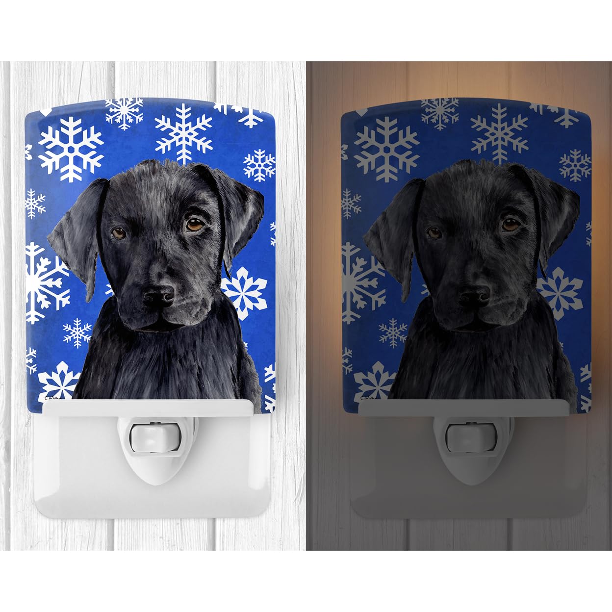Carolines Treasures Ceramic Night Light, Labrador Winter Snowflakes, UL-Certified, 6x4x3in, Multicolor, Model SC9364CNL