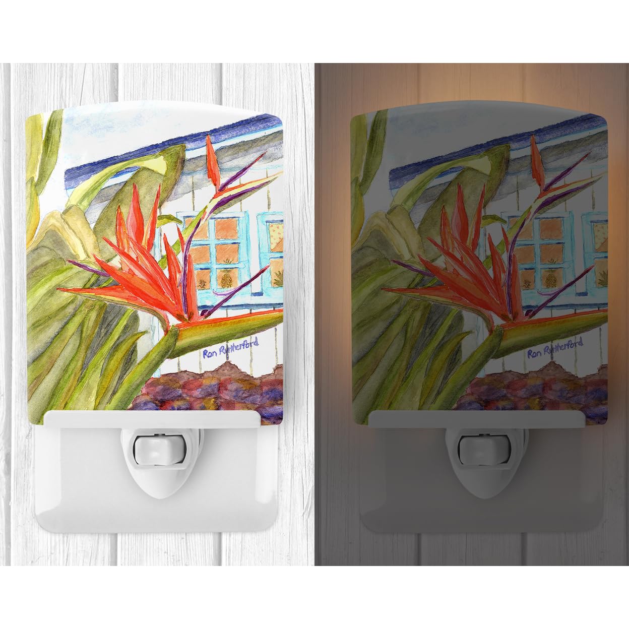 Carolines Treasures Ceramic Night Light, Flower - Bird of Paradise, 6x4x3 inches, UL-Certified, Ideal for Bedroom, Bathroom, Nursery
