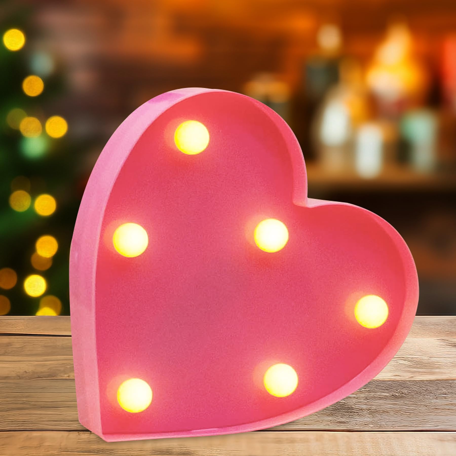 DyingSwan Small LED Marquee Letter Light - 6.5 Inch Pink Glitter Heart, Battery Powered Table Decor for Parties and Events