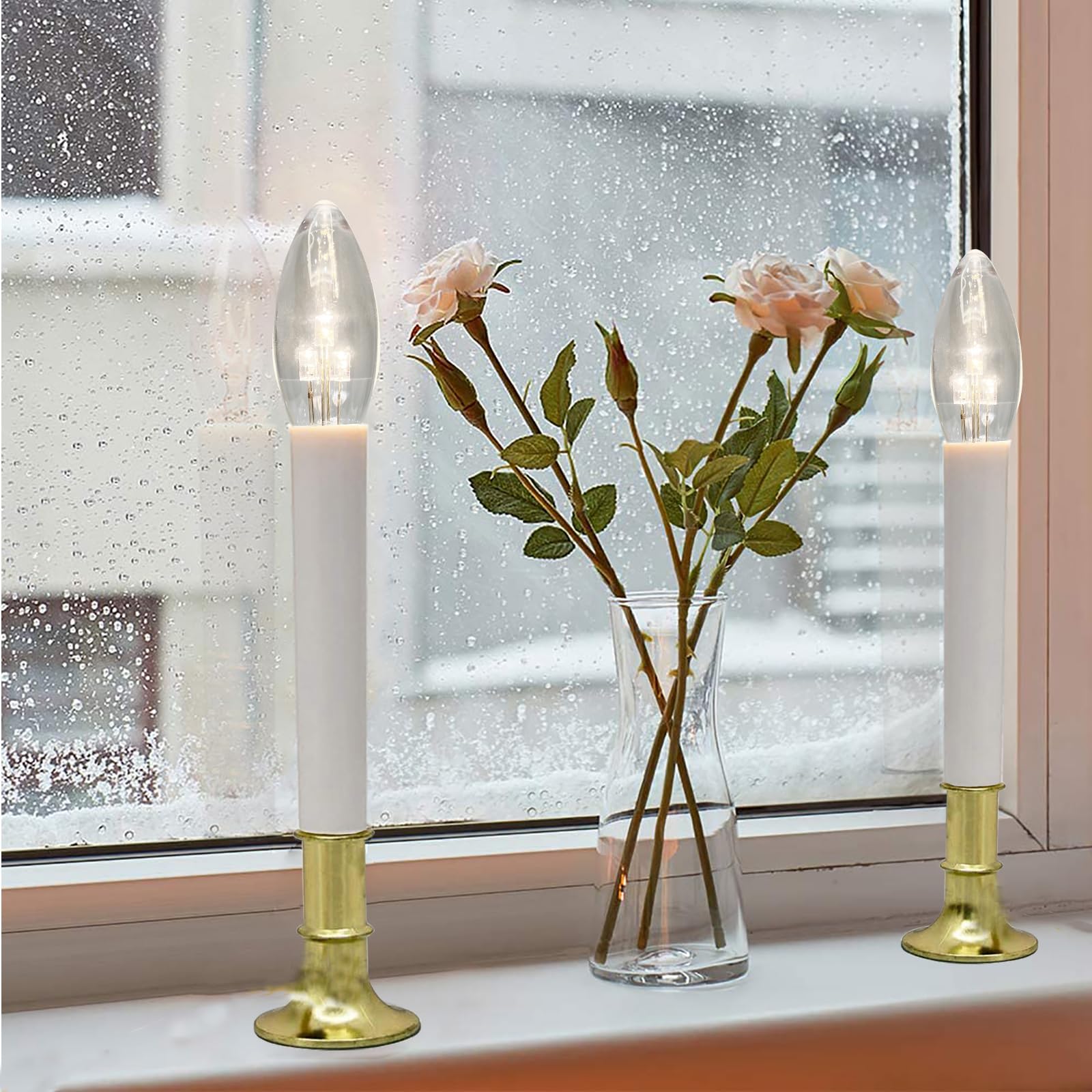 Doratale 6 Pack C26 LED Night Light Bulbs, E12 Candelabra Base, Warm White 2700K, Glass, Ideal for Battery Operated Window Candles