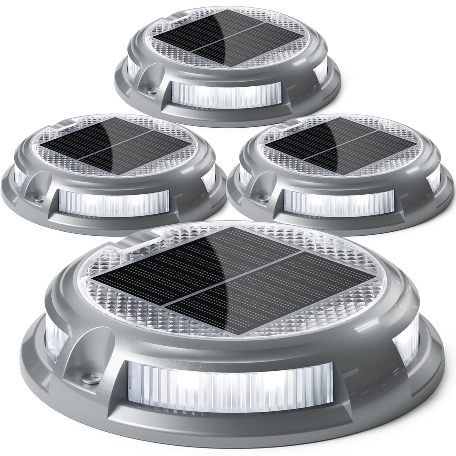 SIEDiNLAR Solar Driveway Lights Outdoor 16 LEDs 9 Modes, Dock Markers Deck Lights Waterproof Warning for Driveway Walkway Pathwa