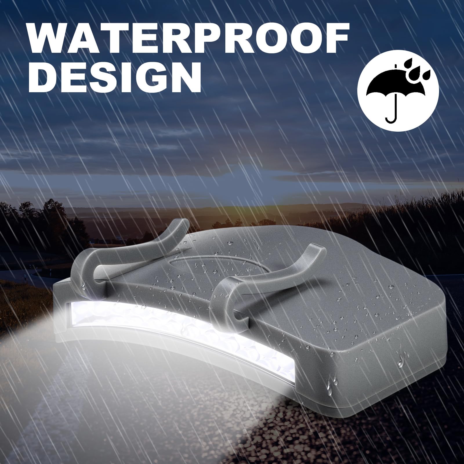 Mudder 4 Pcs Hat Light Clip 11 LED Hat Lights Clip on Headlamp Battery Powered Brim Lamp Gray Waterproof Ultra Bright Headgear F