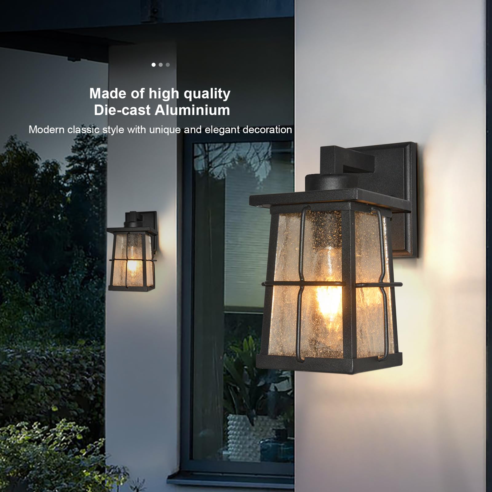 Alvime Outdoor Wall Lights Fixture - Waterproof Black Lantern For Entryway & Patio, E26 Base