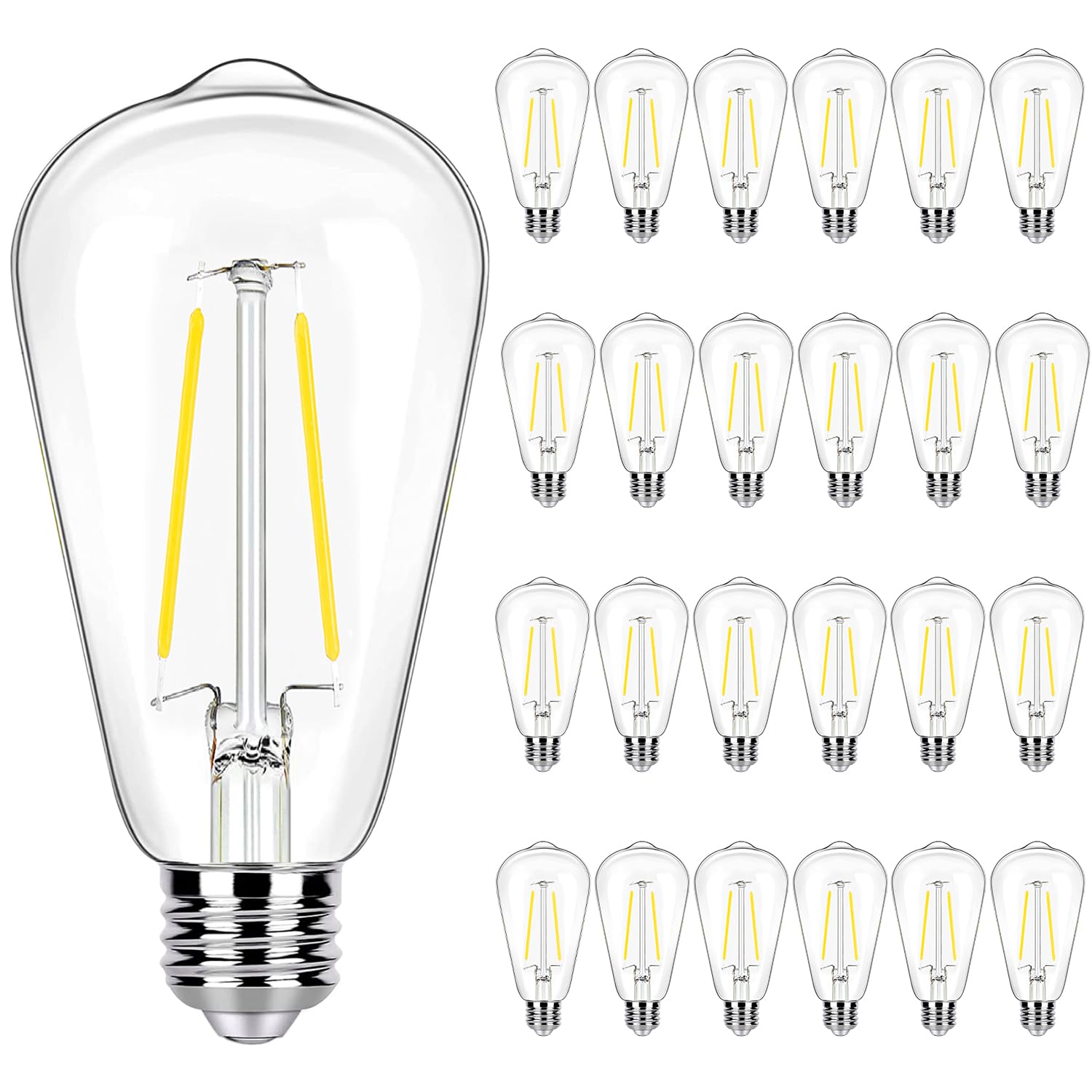 Winsaled 24 Pack Led Edison Bulbs 40 Watts Equivalent, 4 Watt Led Vintage Light Bulb, 5000K Daylight St19 Light Bulb, 400Lm E26 