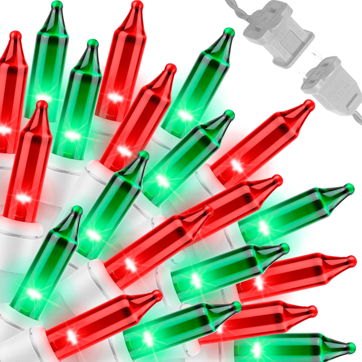 Lamphome 100 Count Red Green Christmas Lights  White Wire 20Ft Incandescent Holiday String Light Set For Indoor Outdoor Use Christmas Tree  Halloween  Valentine Wedding Lighting Decoration