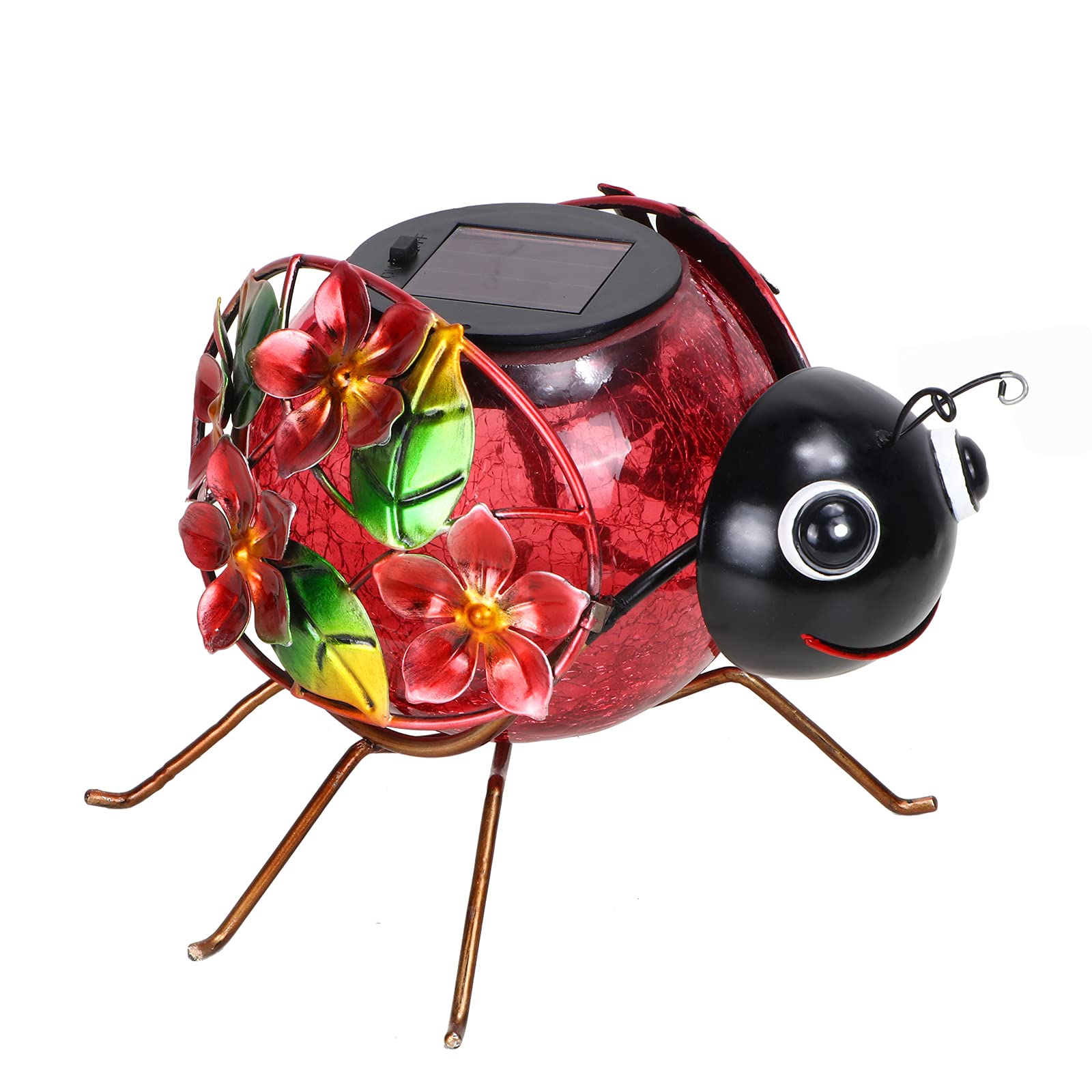 MUMTOP Solar Lantern, Waterproof LED Ladybug Tabletop Light, Red, Outdoor Garden Decor