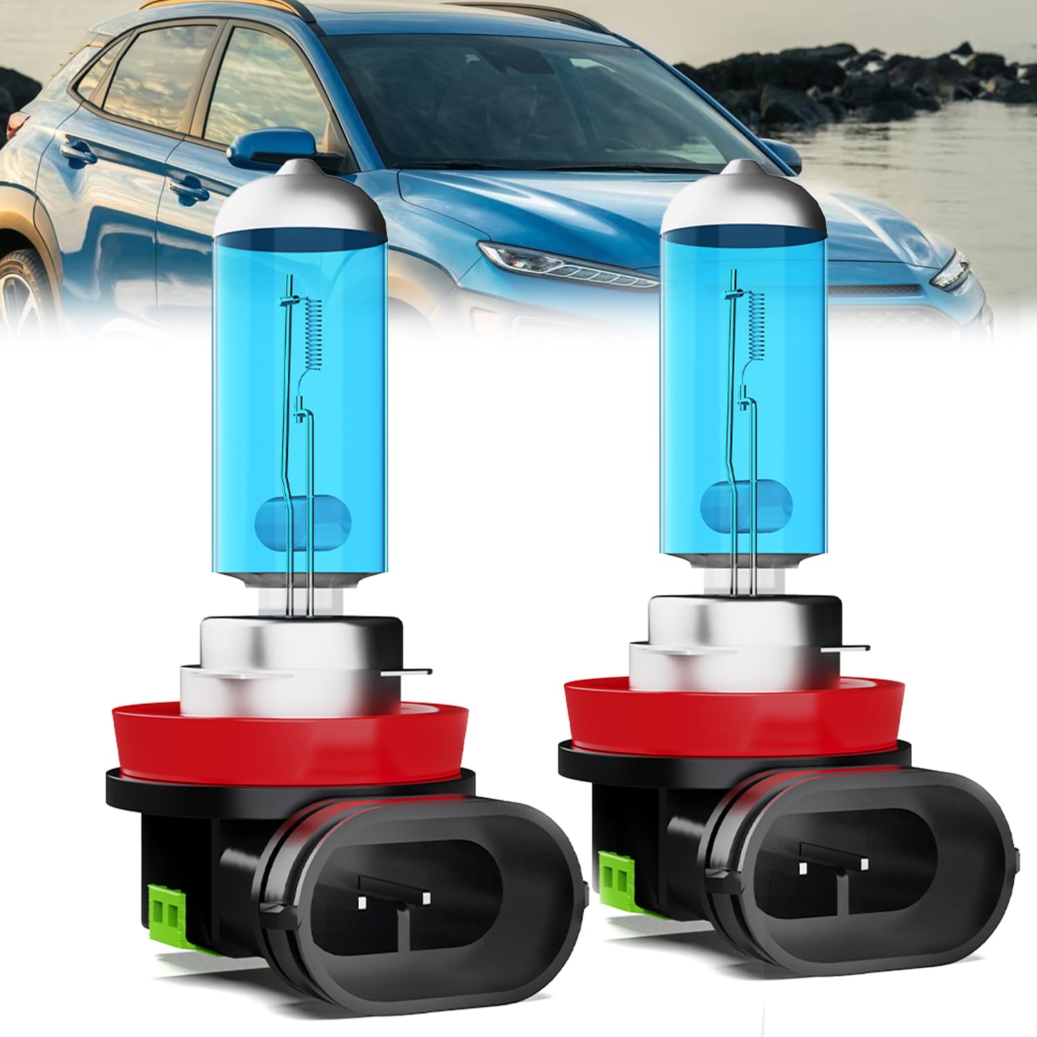Leccibub Fog Light Bulbs Compatible With Hyundai Kona 2018-2020, H11 Fog Lights Halogen Light Bulb, Super Bright 6000K White, Pl