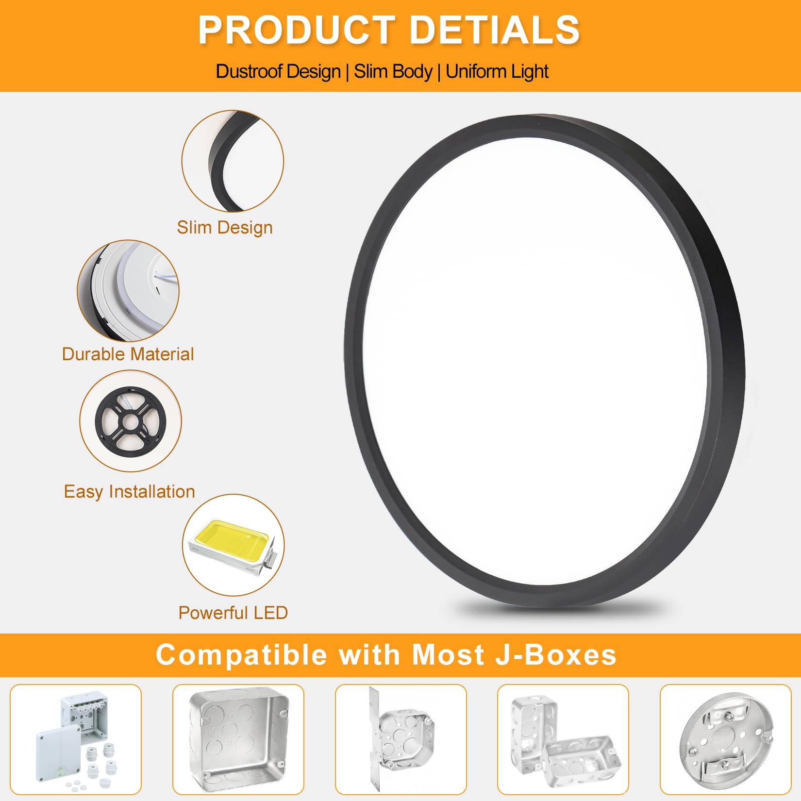 Bargeni Led Flush Mount Ceiling Light,12 Inch Ceiling Light Fixture With Night Light,24W/3000K/4000K/5000K Dimmable,Ultra-Thin L