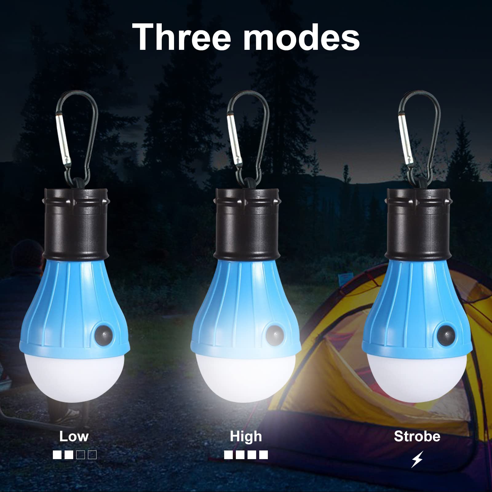 Jarxin LED Camping Tent Lantern - Portable, Waterproof, Battery Powered, Super Bright, Multi-Color (4 Pack)