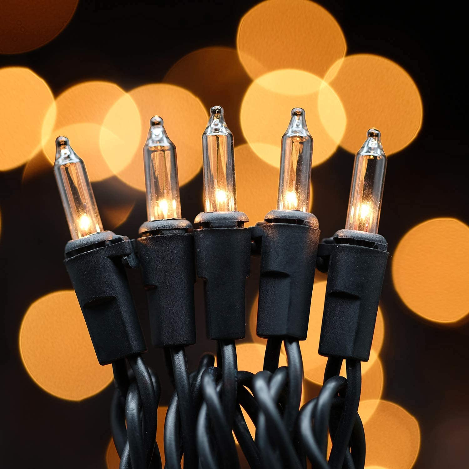 SWEET SHINE 200 Count Clear Christmas Lights, 2 Strands of 100 Count, 33 ft Black Wire, UL Listed