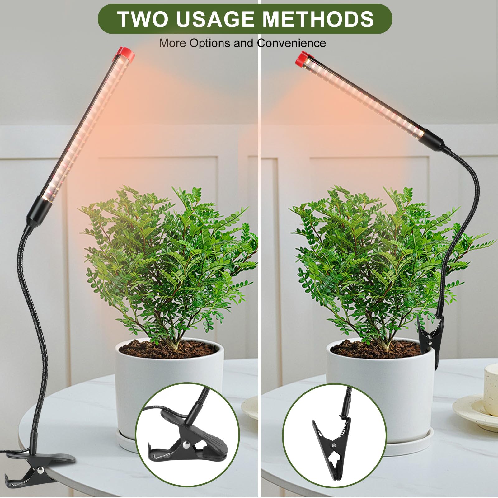 4-Pack Clip Grow Lights For Indoor Plants With Timer 4,8,12 Hr, 9W Power Home Plug, Fecida 2025 Brightest Mini Led Grow Light Fo