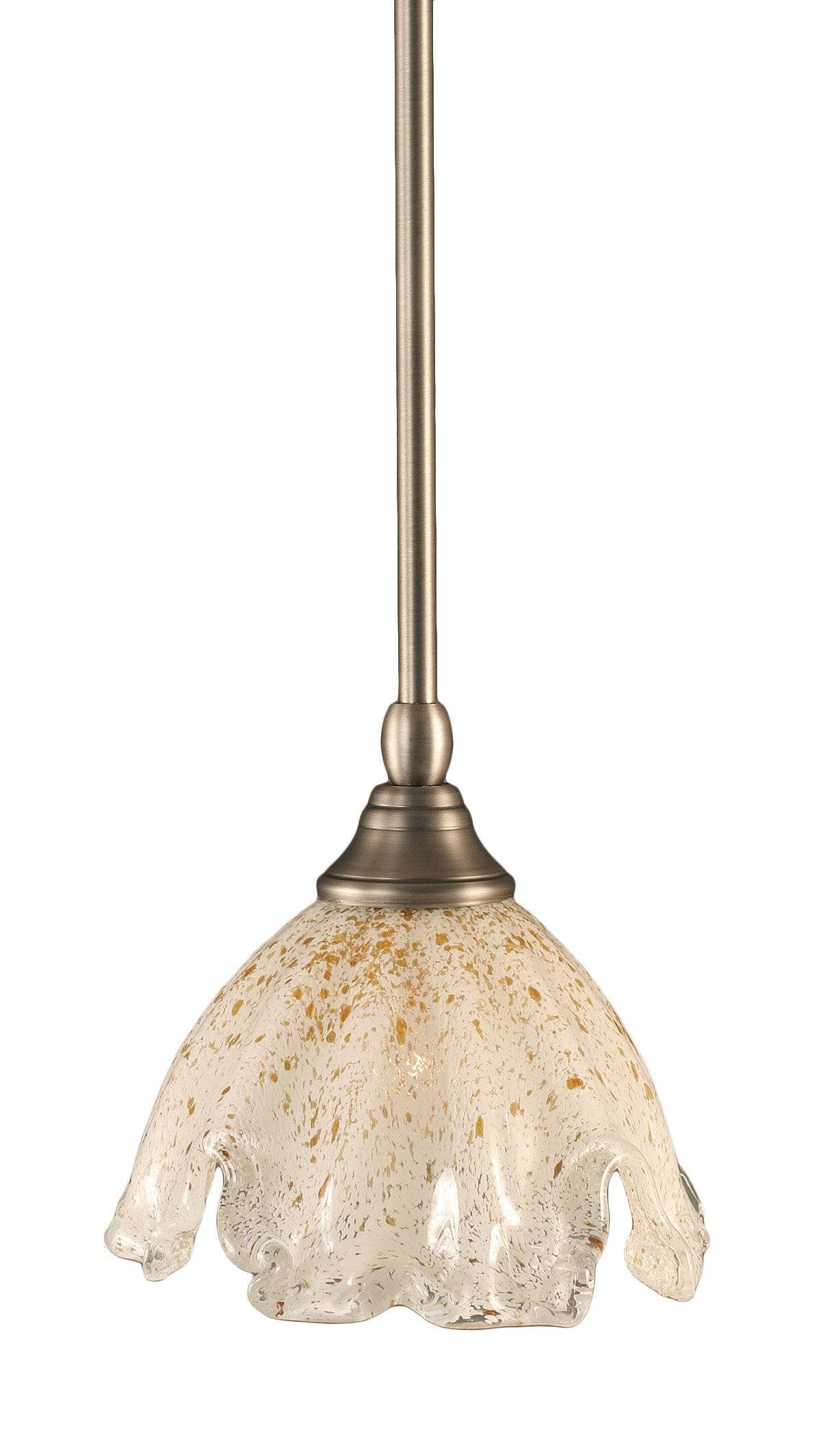 Toltech Lighting 23-Bn-755 7-Inch Stem Mini-Pendant Light Brushed Nickel Finish With Gold Ice Glass
