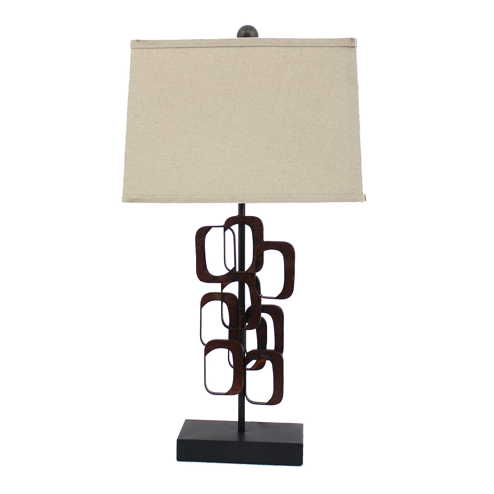 HomeRoots Table Lamp, Bronze, Traditional Design, 13in x 15in x 31in, Linen Shade, Model 277075