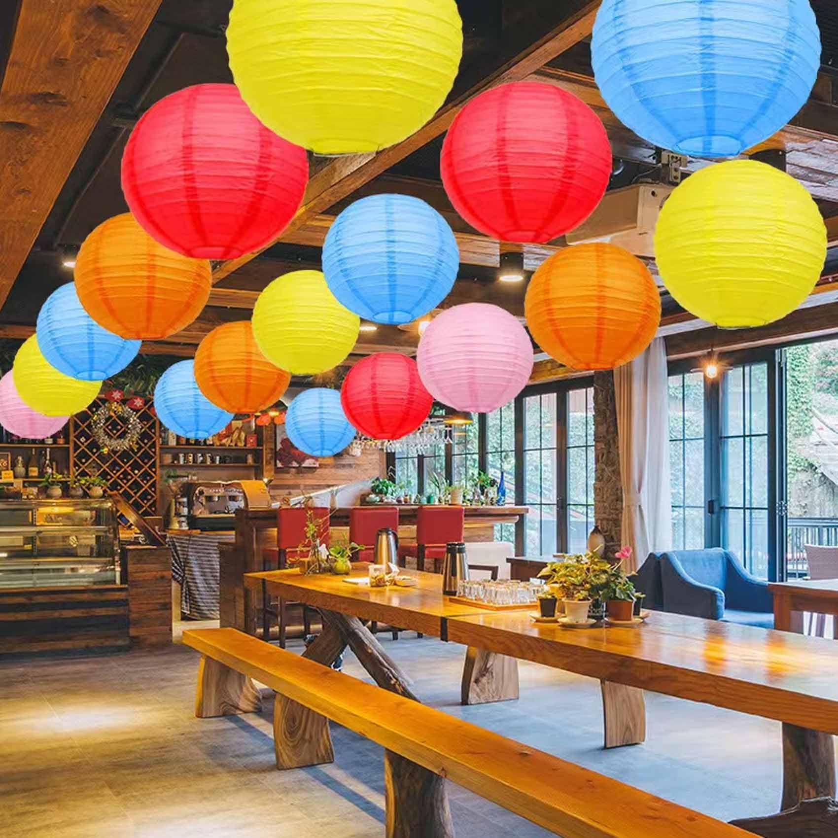 Brzikwt Rainbow Paper Lanterns 12Pcs Hanging Chinese Lanterns For Wedding Birthday Christmas Baby Shower Graduation Anniversary