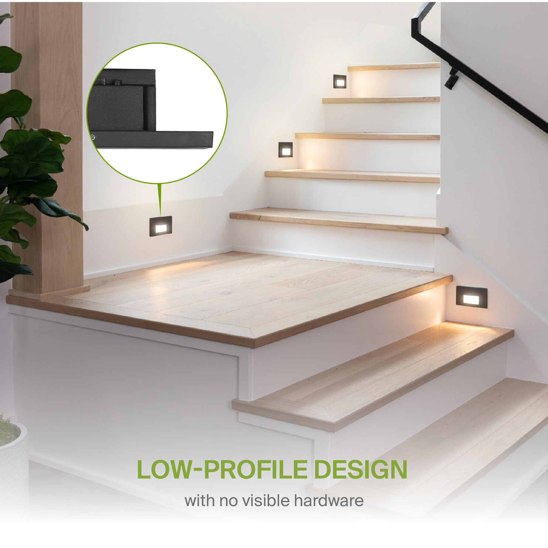 ASD LED Recessed Step Light Fixture 3W 120LM 3000K-5000K 4.75in Black 12 Pack Dimmable Waterproof ETL Listed