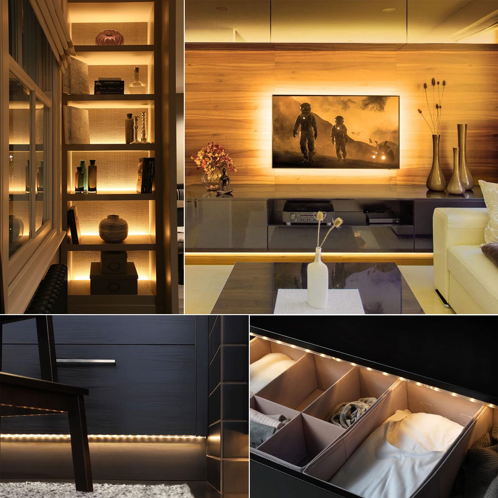 echosari 9.8FT Warm White Battery Powered LED Strip Lights with Remote, Dimmable, Waterproof, 8 Modes for TV, Kitchen, Bedroom Decor