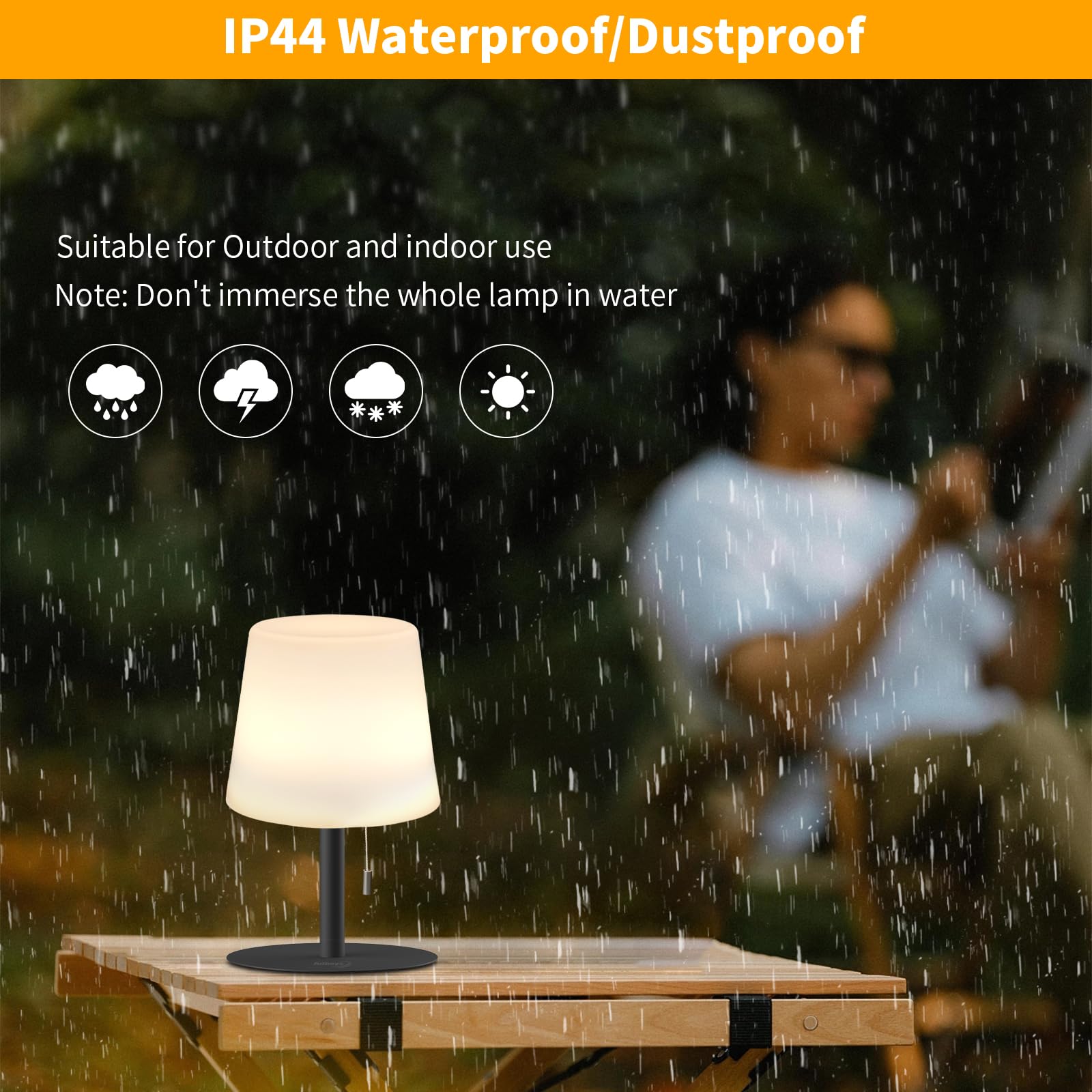 Tulbeys Warm & Rgb Cordless Lamp For Outdoor Patio Decor | Battery Powered | Farmhouse Table Lamp | White Desk Lamp For College