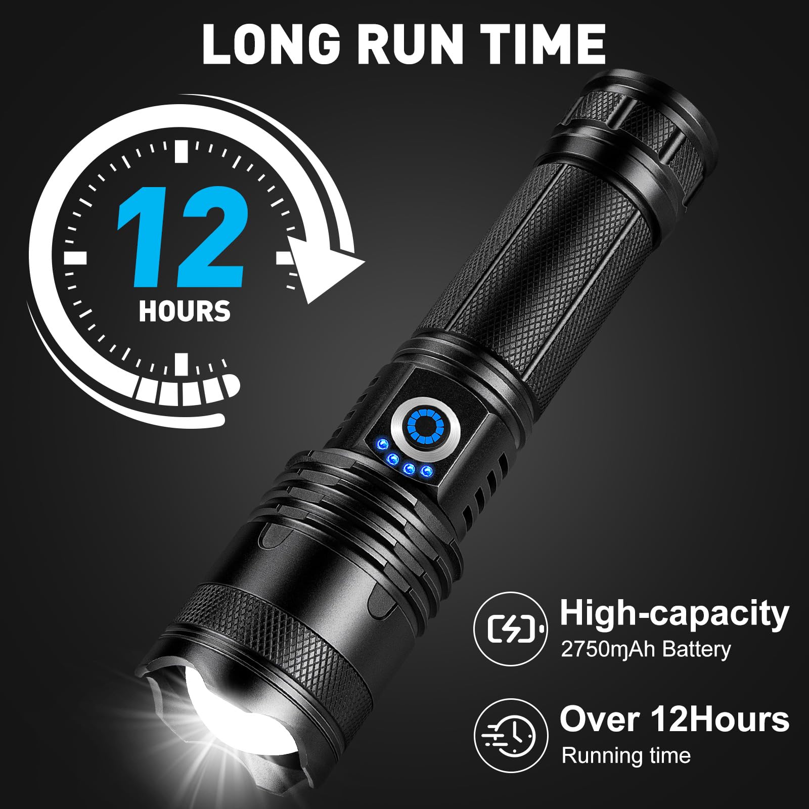 Sigoobal Flashlights High Lumens Rechargeable 2 Pack, Super Bright 99000 Lumens Led Flashlights With 5 Light Modes, Powerful Han
