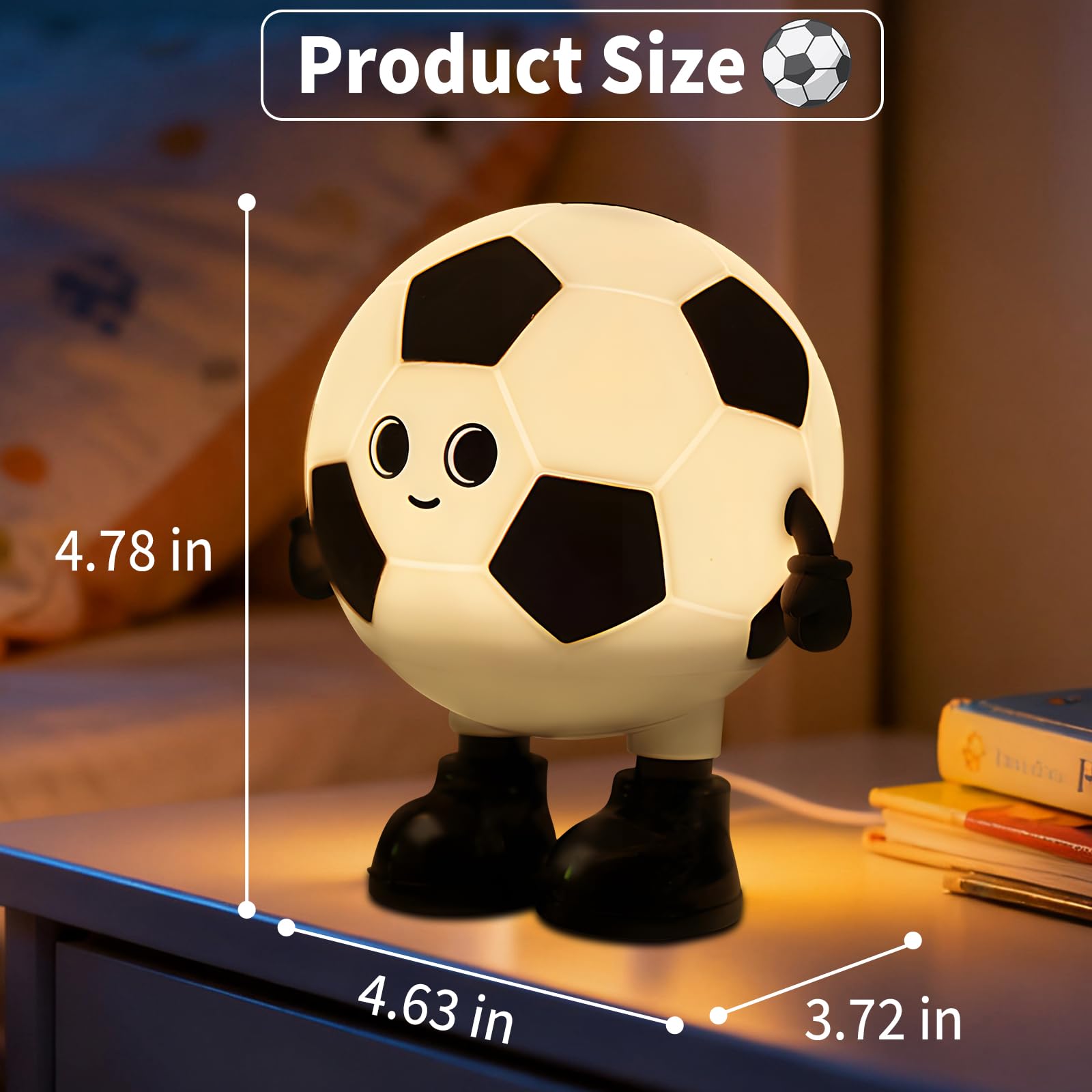 Hpydiy Cute Soccer Ball Fun Night Light - Dimmable Rgb Touch Control Lamp  Usb-C Rechargeable  Stress Relief Toy For Sports Fans  Home Decor And Gift