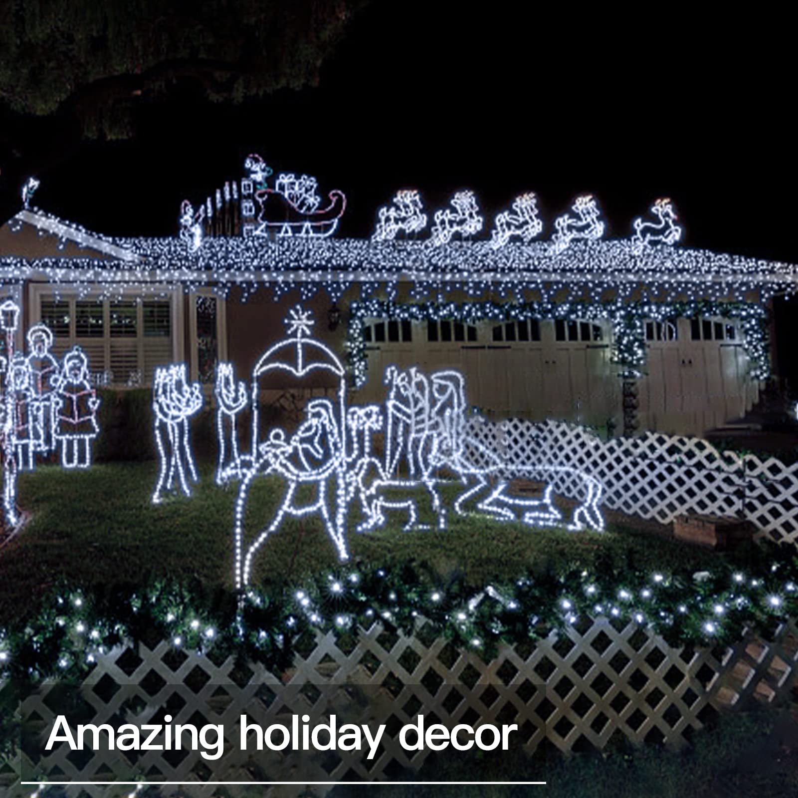 suddus 33ft 100 LED Outdoor String Lights, White Fairy Lights Battery Operated with Remote, Led Twinkle Lights for Bedroom, Back