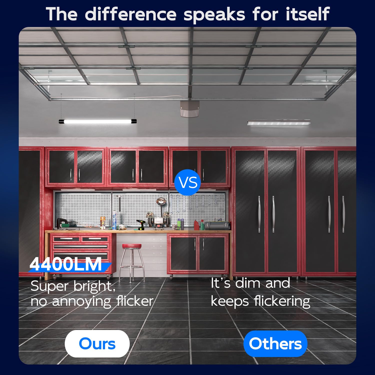 hykolity 4FT Linkable LED Shop Light, 4400lm, 42W Utility Fixture, 5000K Daylight, Black, Model SL42W5KD4-B