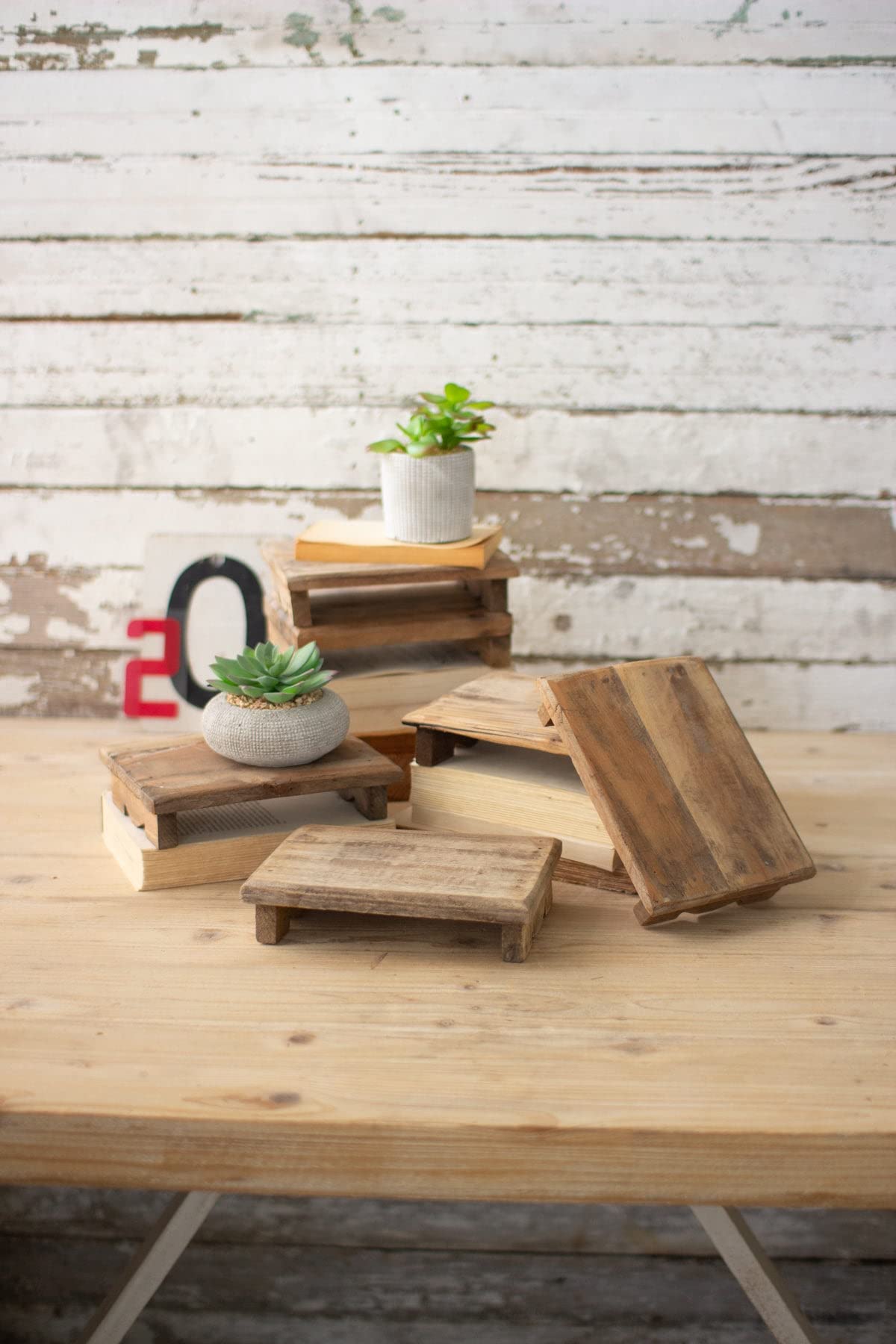 KALALOU Repurposed Wooden Riser, Rectangle, Brown, Model NDA2174, Meta ...