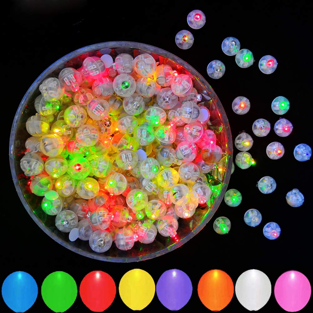 JJGoo 100Pcs Multicolor LED Balloon Light Mini Round Balls Lights, Waterproof Flash Tiny Led Lights for Paper Lantern Easter Eggs Birthday Party Wedding Halloween Christmas Decoration