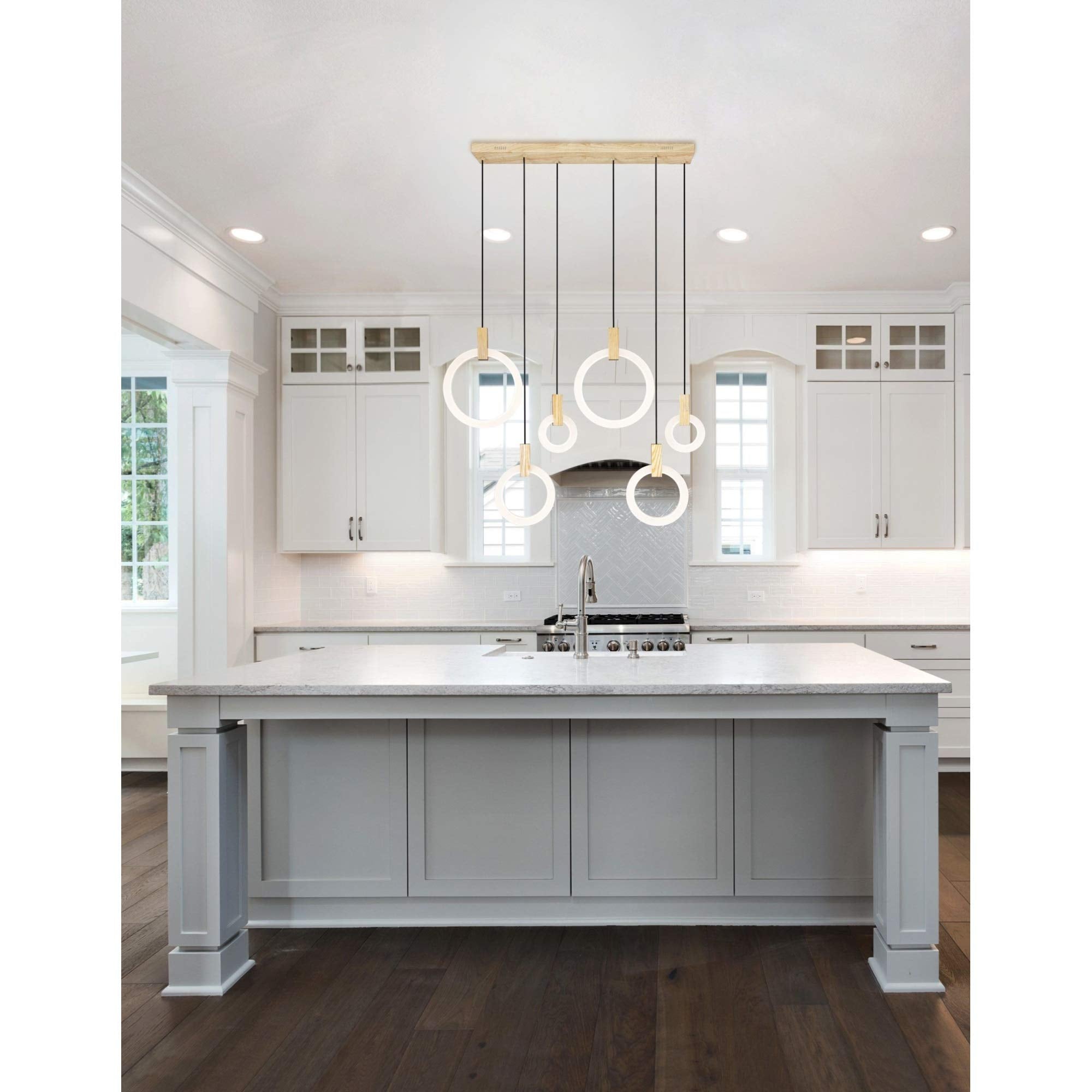 CWI Lighting Anello 52 Metal LED Island/Pool Table Chandelier in White Oak