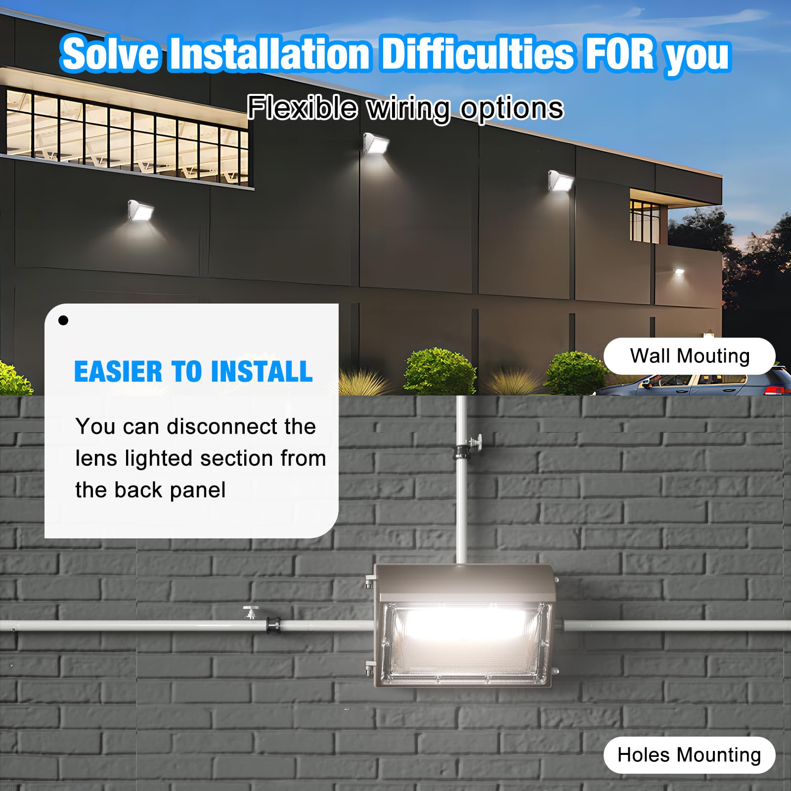 G GJIA 120W LED Wall Pack Light with Dusk to Dawn Photocell, 5000K Wall Pack Light Outdoor Led, 15600LM Waterproof Outdoor Comme