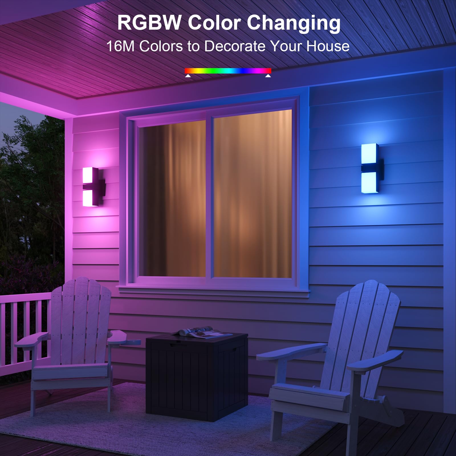 XMCOSY+ Outdoor Light Fixture, 1400LM Smart RGBCW Porch Light Adjustable Dual-Head Outdoor Wall Sconce, WiFi APP Control, Alexa