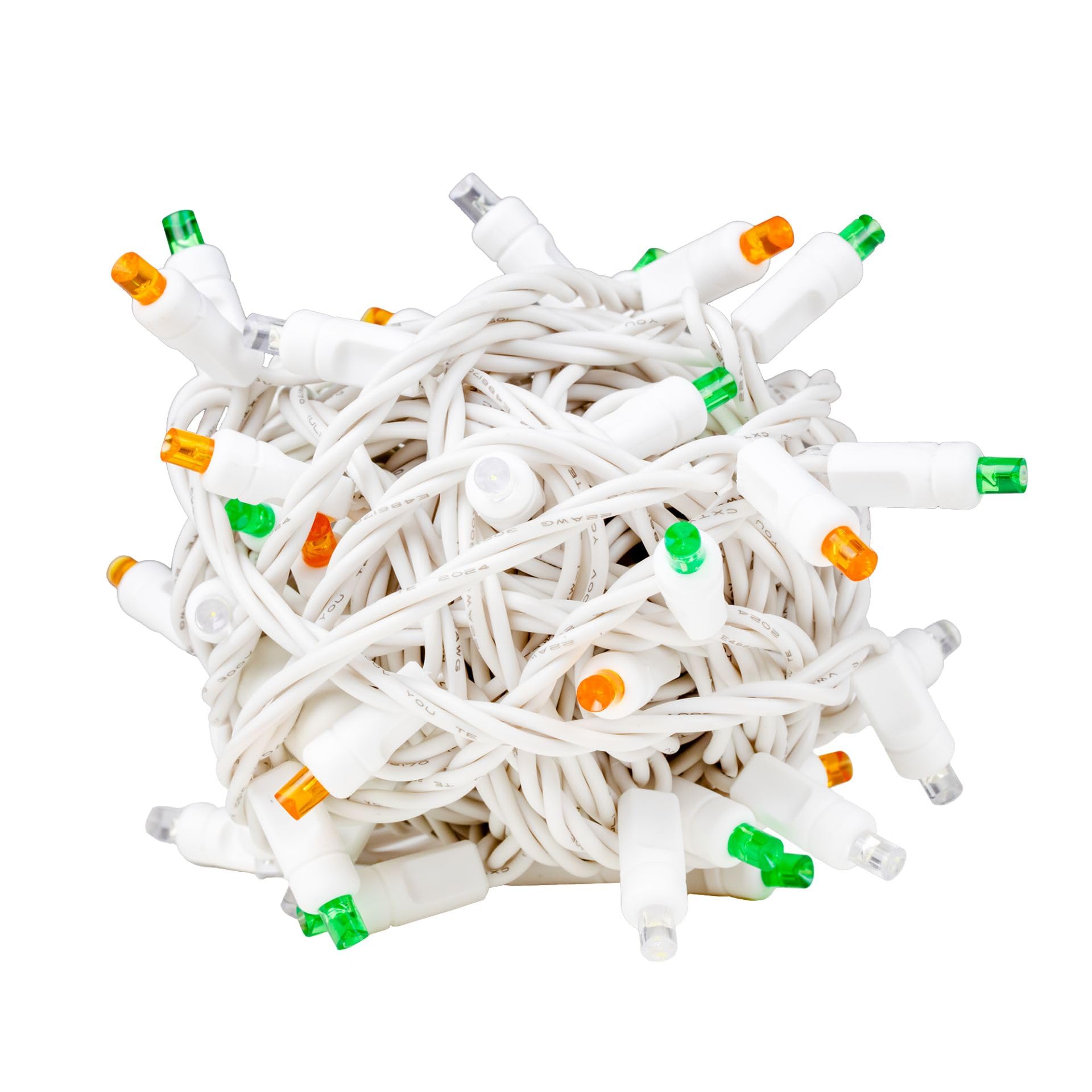 Novelty Lights 25 Feet 50 Light Green/White/Orange Led St. Patrick'S Day Lights White Wire, Connectable Mini String, Indoor/Outd