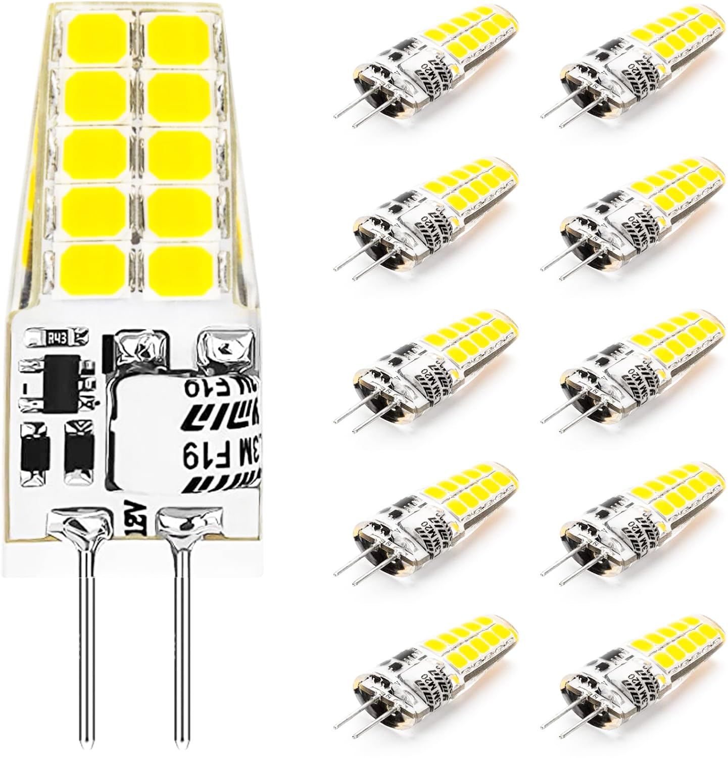 Aimeoko G4 Led Light Bulbs 12V 3.5W G4 Bi-Pin Led Bulbs, Daylight White 6000K, Non-Dimmable, 30W Halogen Bulb Replacement For Un