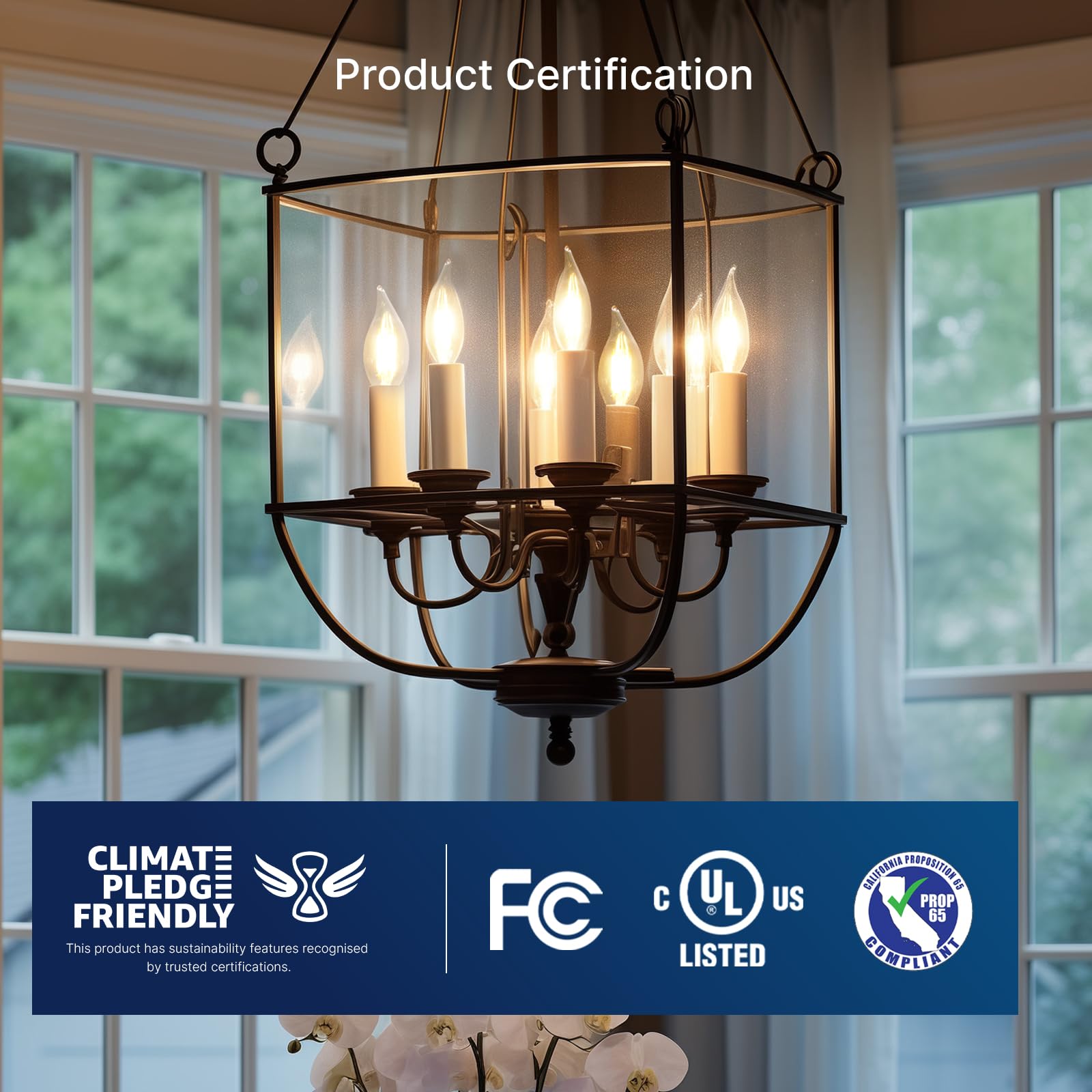 Flsnt Led Candelabra Bulbs, Dimmable Ca11 E12 Led Chandelier Light Bulbs, 2700K Soft White, 4W (40W Equivalent), 450Lm, 6 Pack U