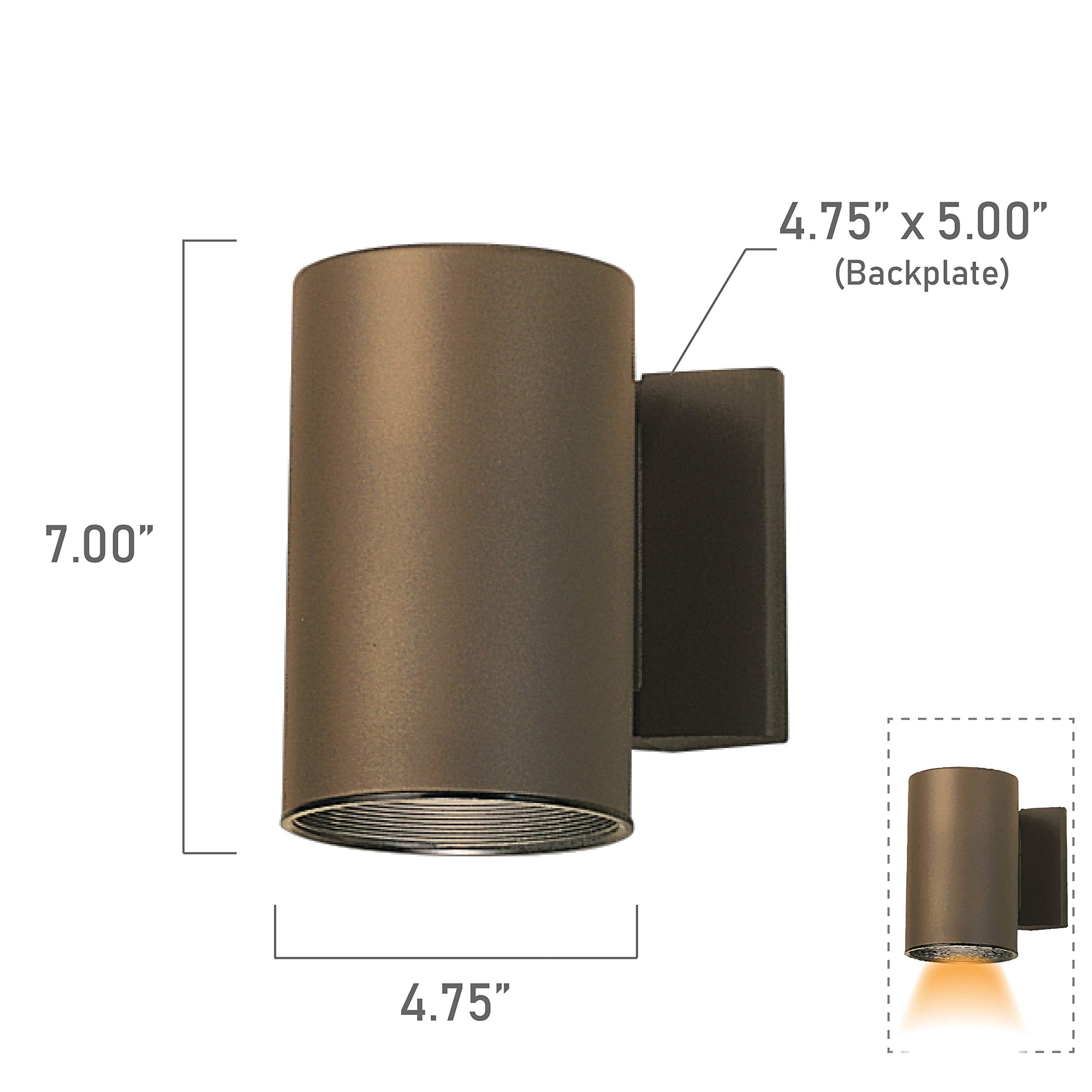 Kichler 9234AZ Wall Mount Sconce, 7in, Aluminum, Architectural Bronze