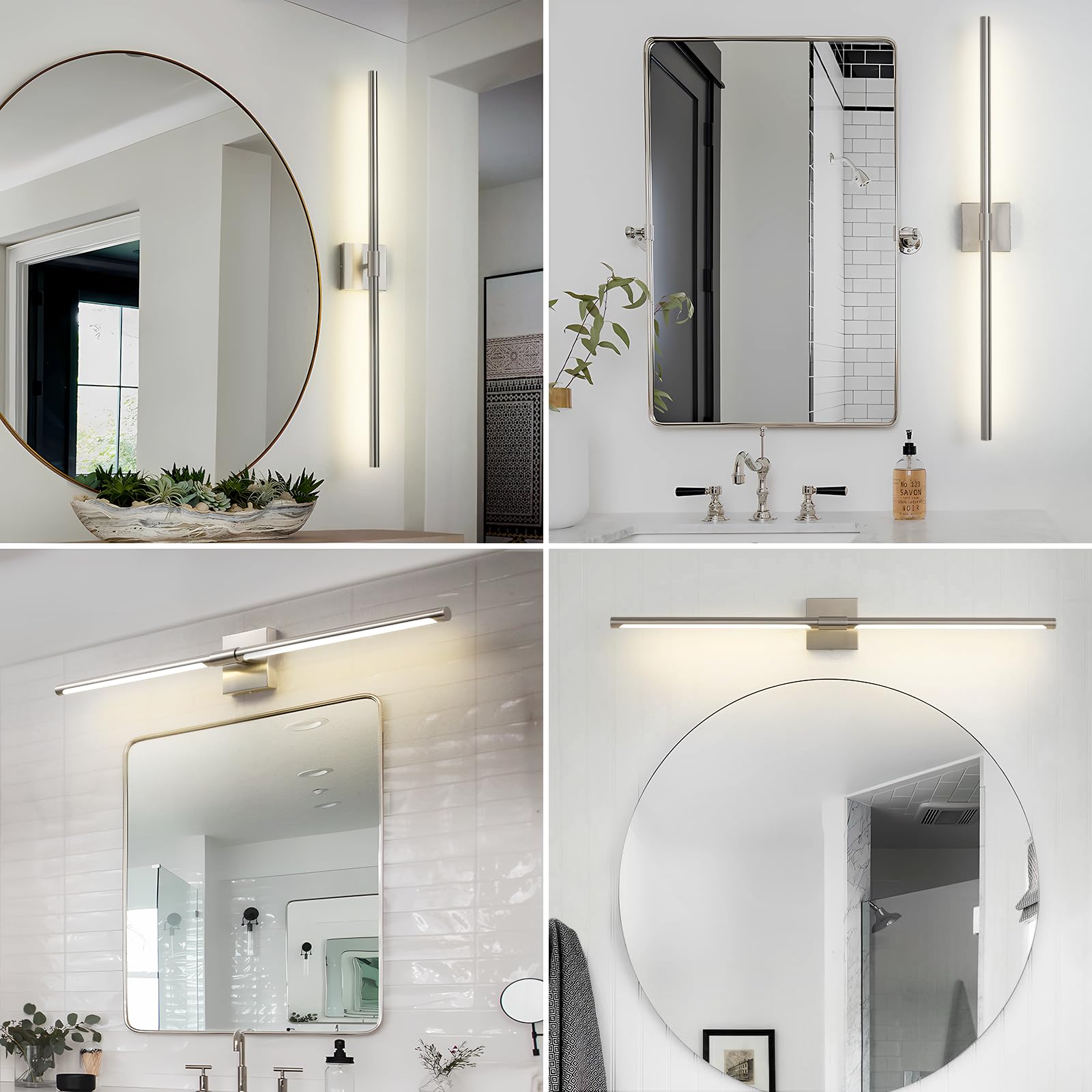 Faziyo Sand Nickel 40 Inch Vanity Light For Bathroom Over Mirror Led Vanity Lights Fixtures 4000K Morden Bathroom Sconce Picture