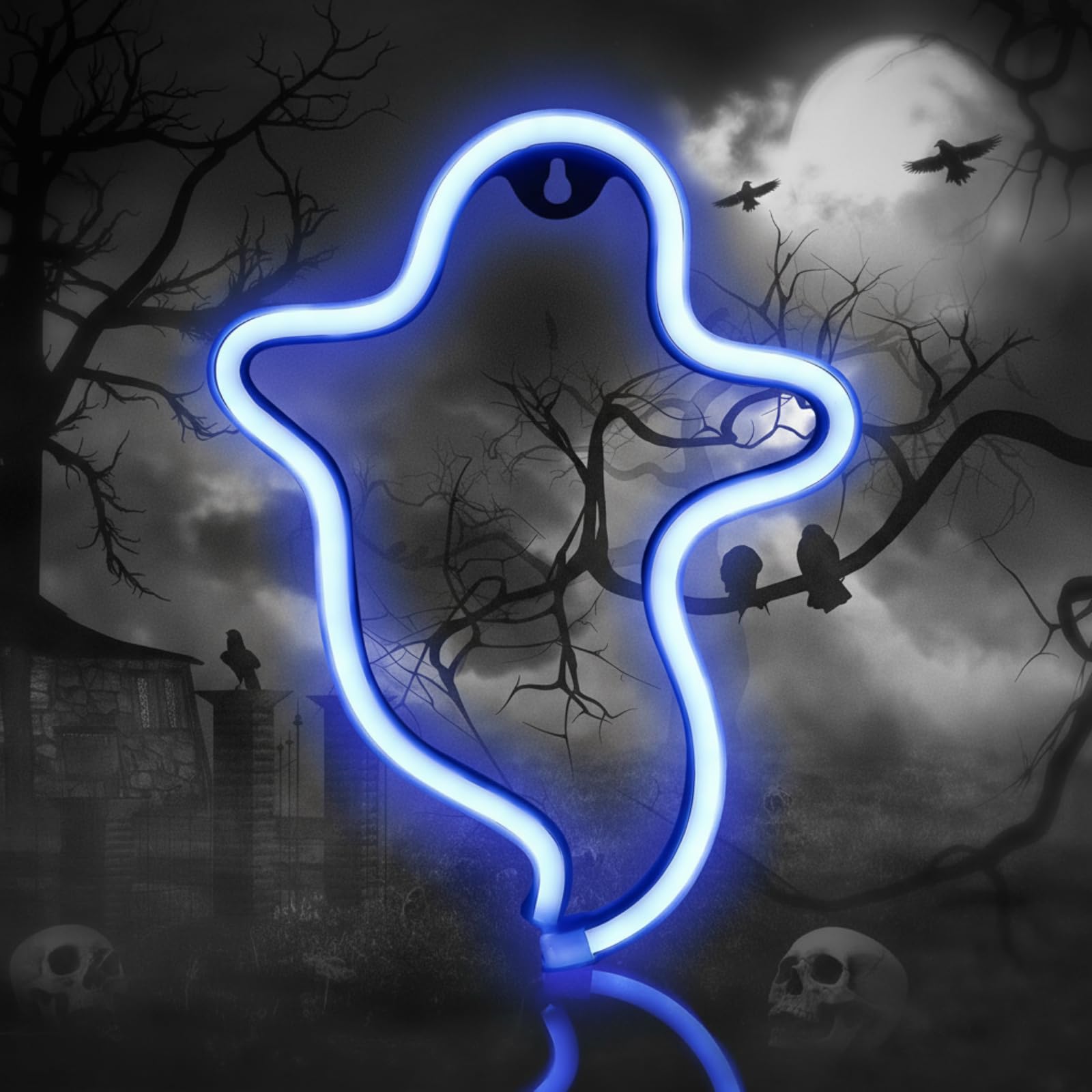 Halloween Neon Sign Halloween Decoration Neon Light LED Sign for Wall Decor with Battery or USB Powered for Halloween Party Gift