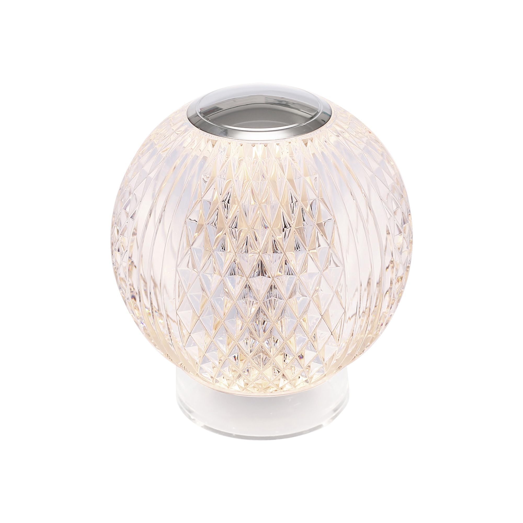 Alora Lighting Marni 4 Table Lamp | Polished Nickel Finish | Clear Carved Acrylic Diffuser | 3000K Integrated LED Portable Lamp 