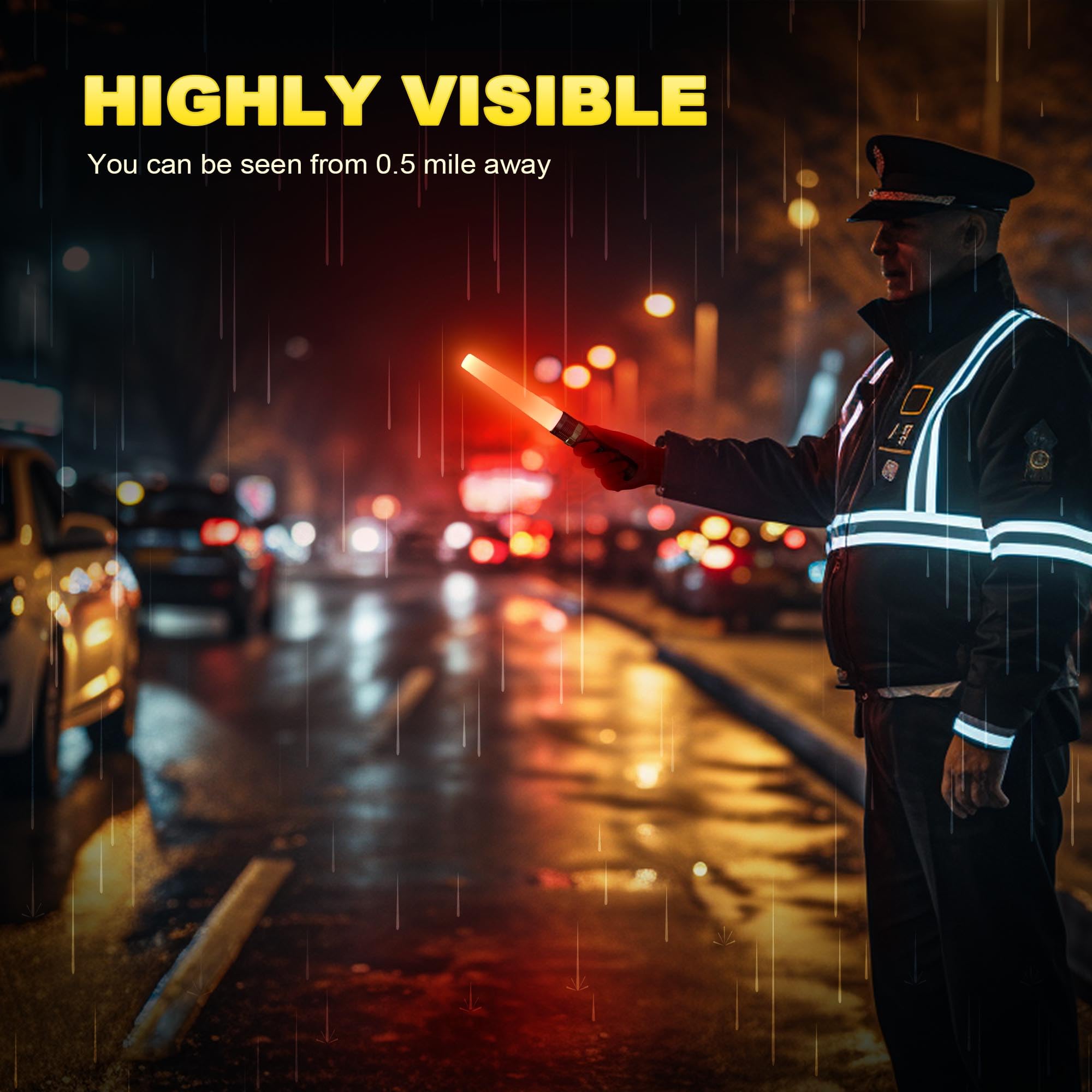 E-Riding 2 Pack Traffic Wand, 11 Inch Led Traffic Flashlight Wand, Small Orange Safety Baton With For 5 Flashing Modes, Air Traffic Control Wands For Airport, Parking, Car Directing