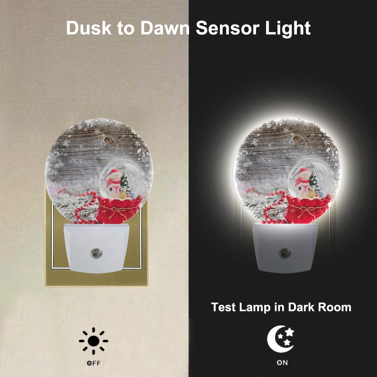 Uanvaha Snowman Ball Night Light Red Xmas Ball Christmas Night Lights Plug Into Wall For Boys Girls, Led Lamp For Stairway/Hallw