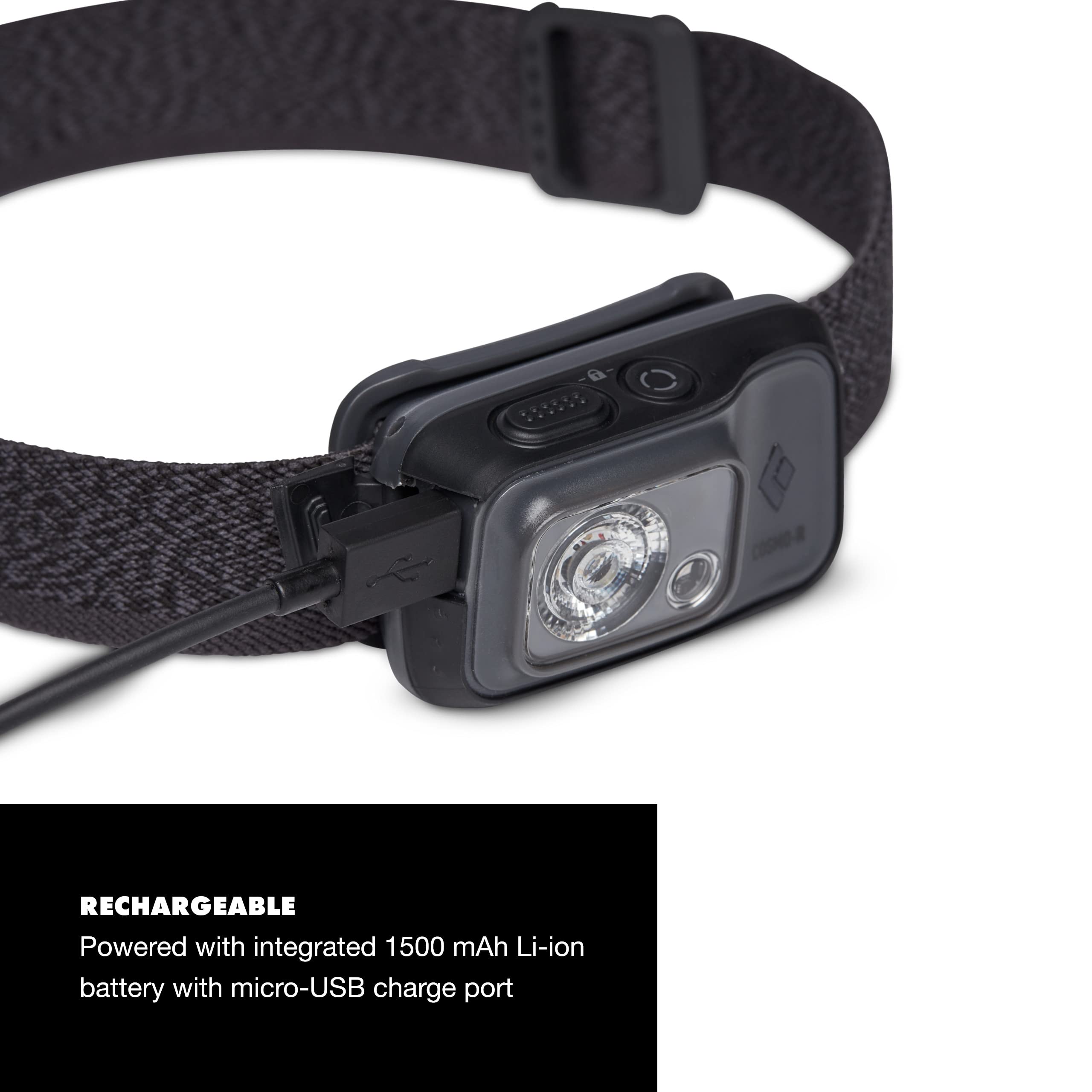 Black Diamond Cosmo 350-R Rechargeable Led Headlamp, Waterproof And Dimmable Headlamp For Camping, Hiking, Running, With Red Lig