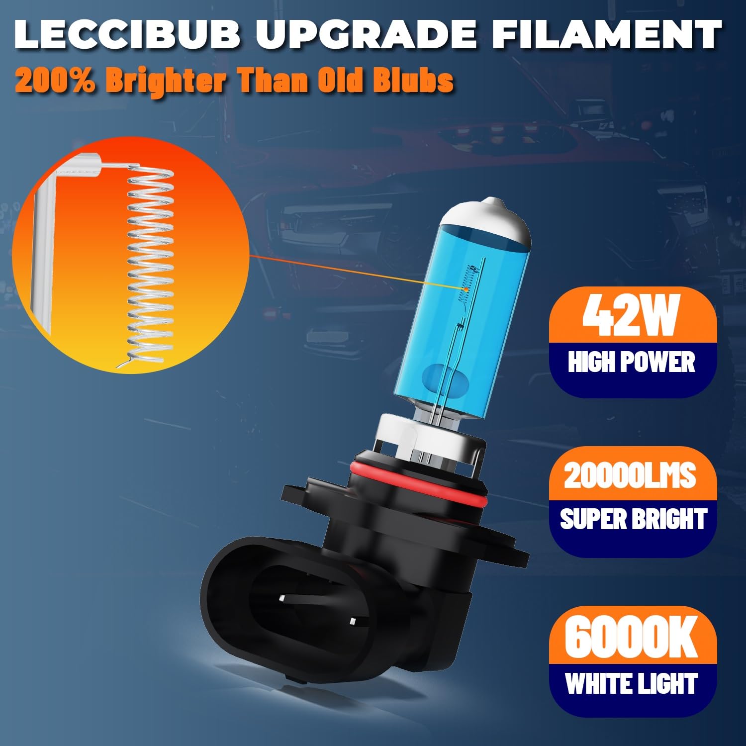 Leccibub Fog Light Bulbs Compatible With Hyundai Kona 2021, 9006 Fog Lights Halogen Light Bulb, Super Bright 6000K White, Plug A