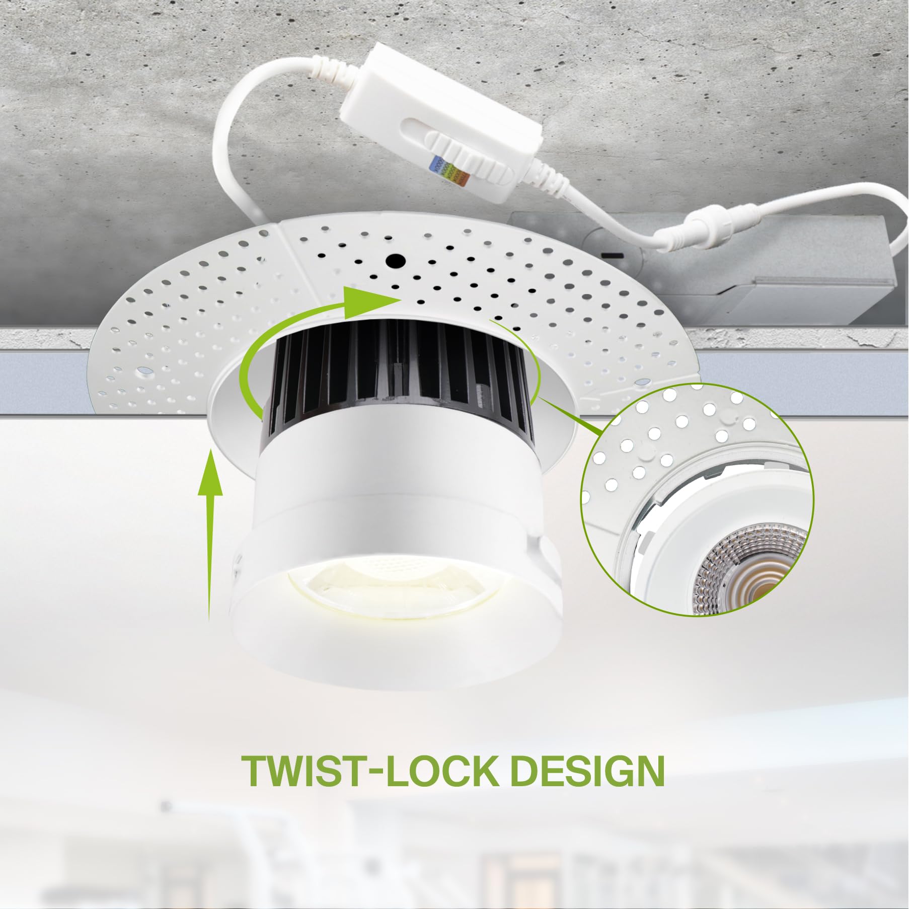 ASD Trimless LED Recessed Lighting 6 Inch 24W Dimmable Downlight 12 Pack Round White ETL Energy Star CRI 90+