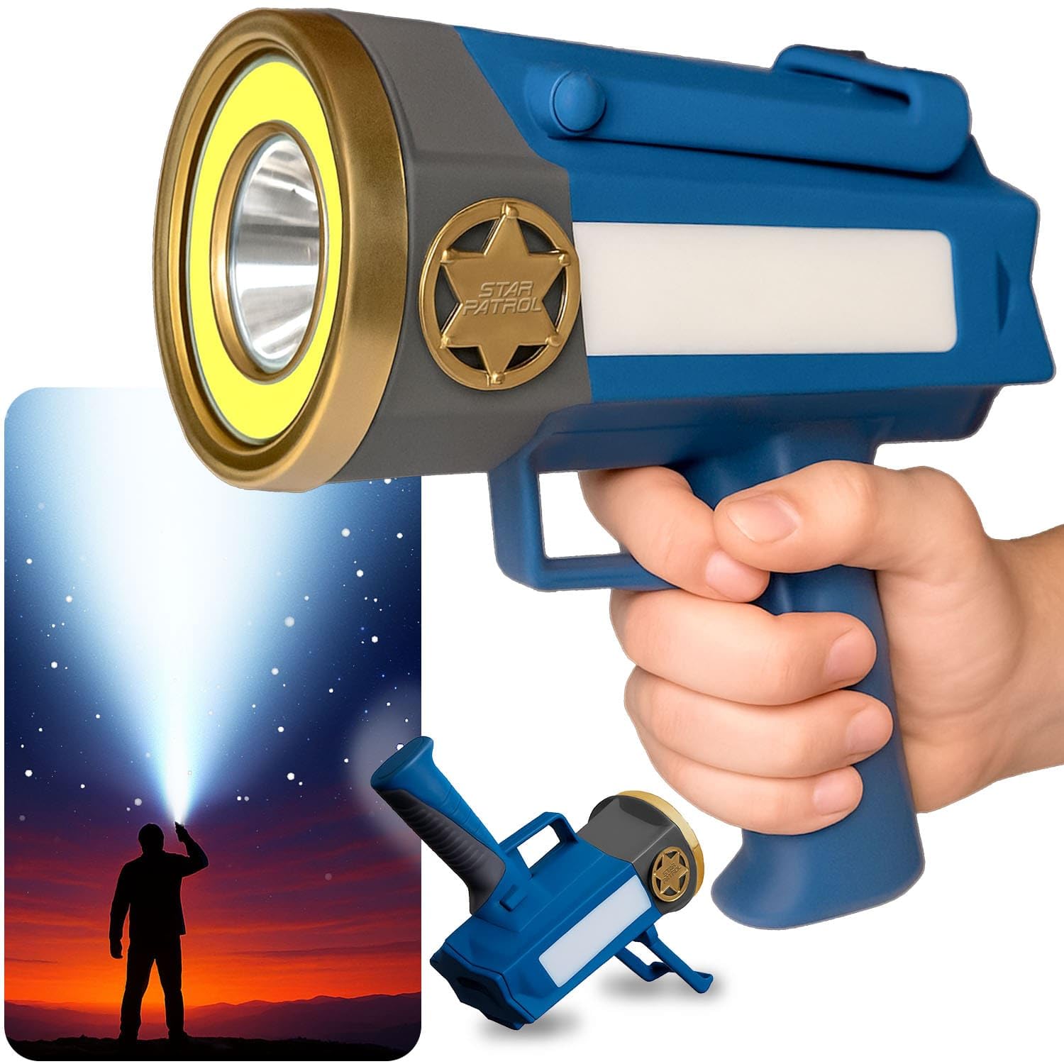 Star Patrol Mega-Bright Rechargeable Spotlight, As-Seen-On-Tv, Tactical & Emergency Flashlight, 10 Modes, Turbo Boost Up To 100%