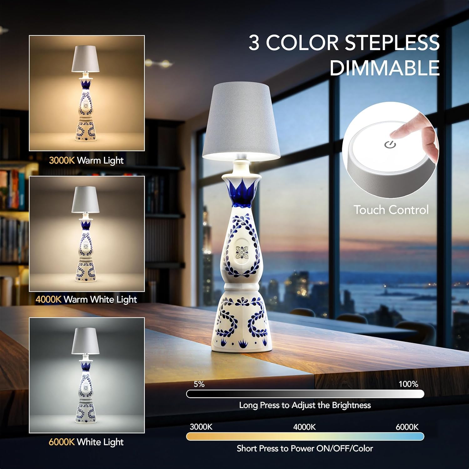 Pridola Wireless Bottle Lamp For Any Type Of Bottle - Led Bottle Lamp For Indoor & Outdoor - 100% Waterproof - 3000K Warm Light