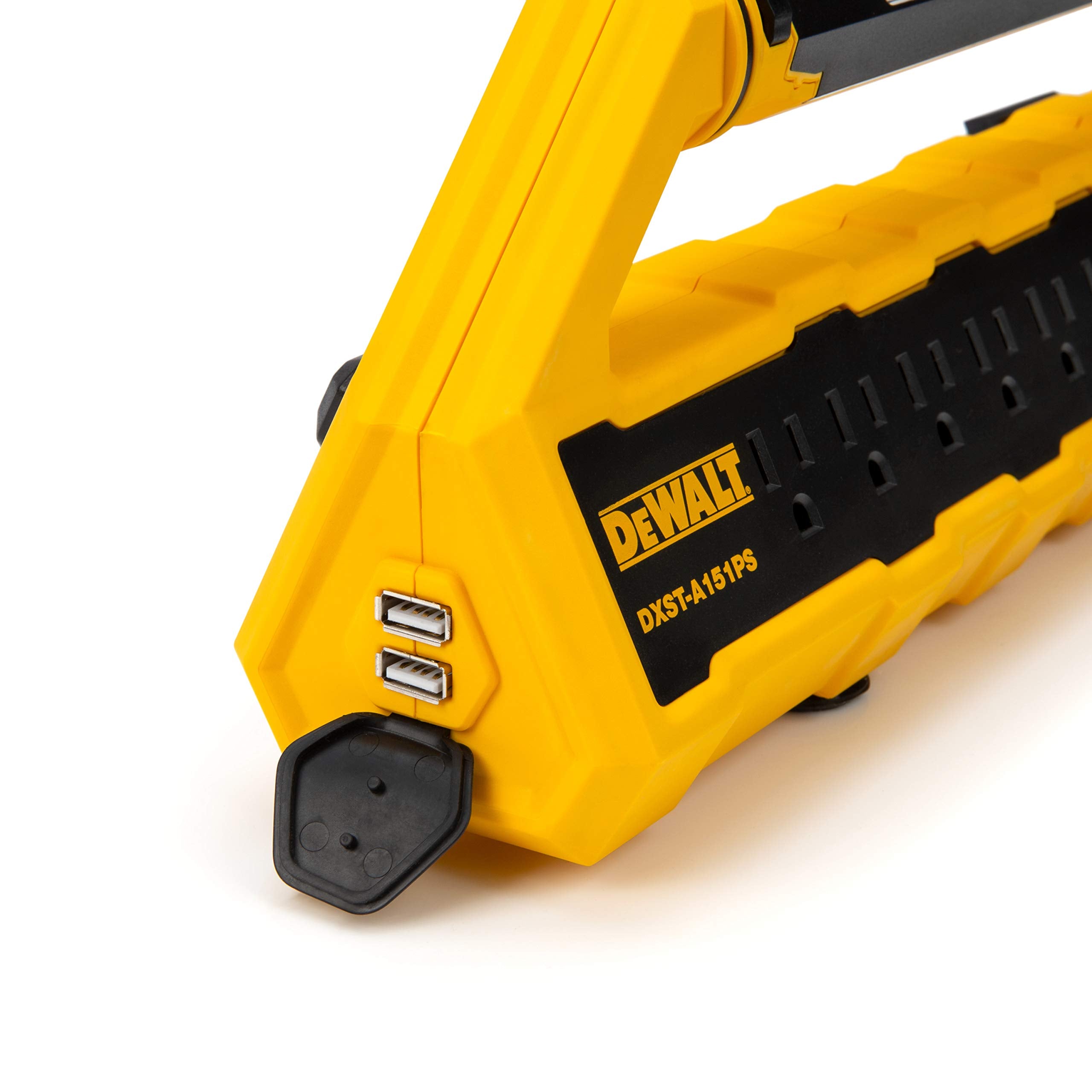 Dewalt 15-Amp Gfci Power Station With Detachable Work Light And Cord Minder Kit, 8 Standard 3-Prong Outlets, 2 Usb Ports