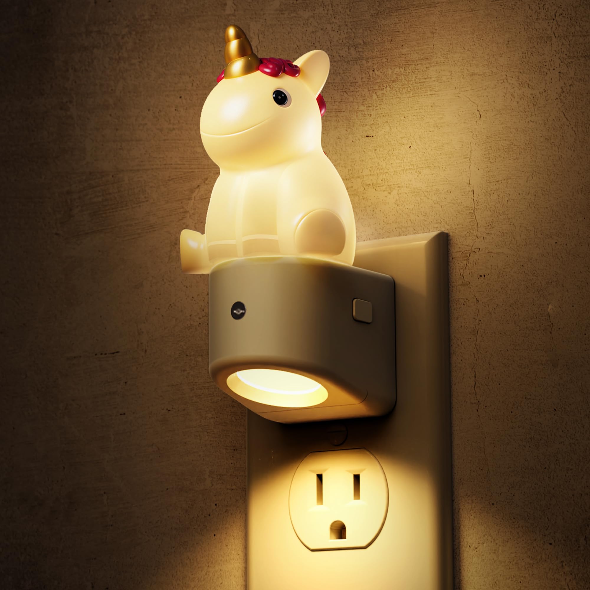 L LOHAS LED Plug-in Night Light for Kids, Cute Color Changing LED Night Light with Dusk to Dawn Sensor, Christmas, Birthday Gift