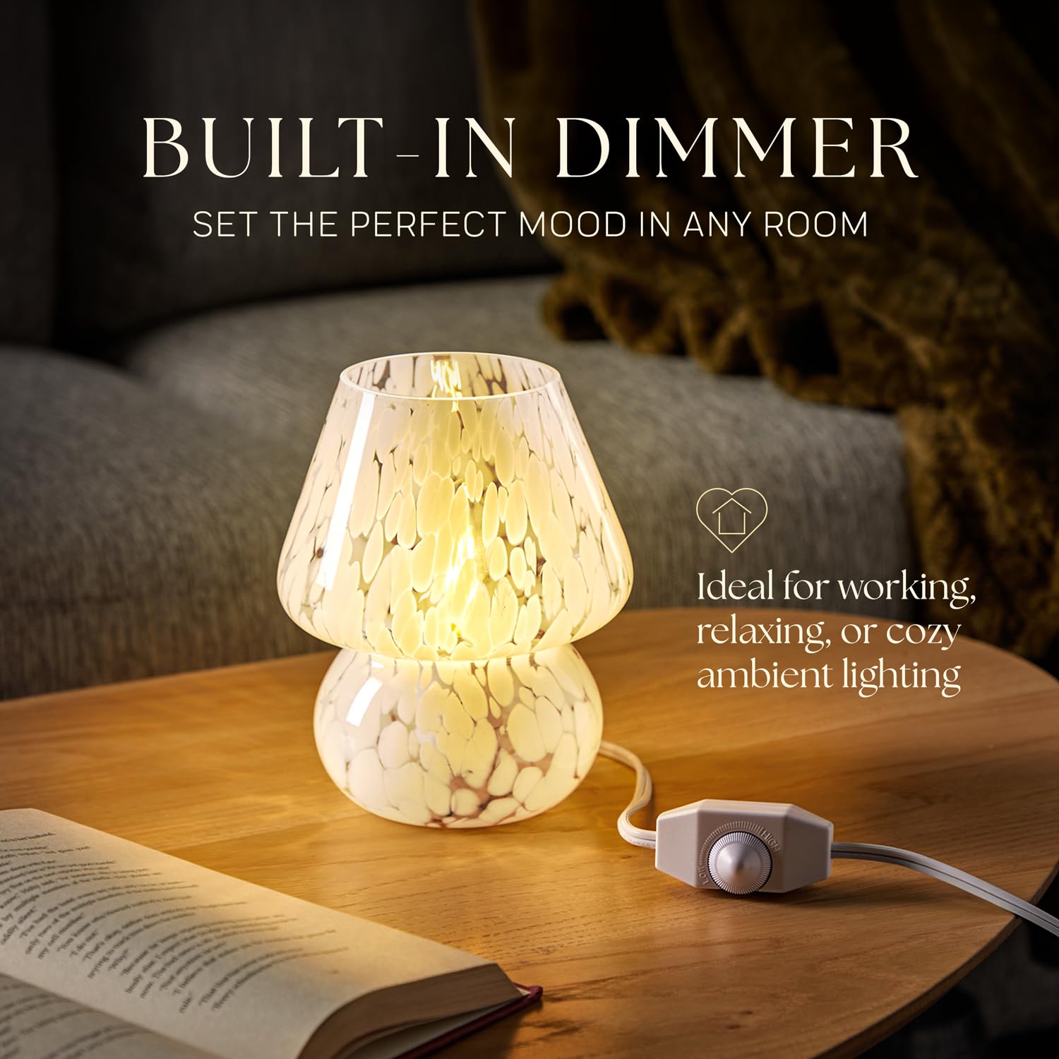 Next Glow Mushroom Lamp - Modern Dimmable Led Night Light For Bedrooms, Kids Rooms, Bedside Nightstands, Living Room Table And K