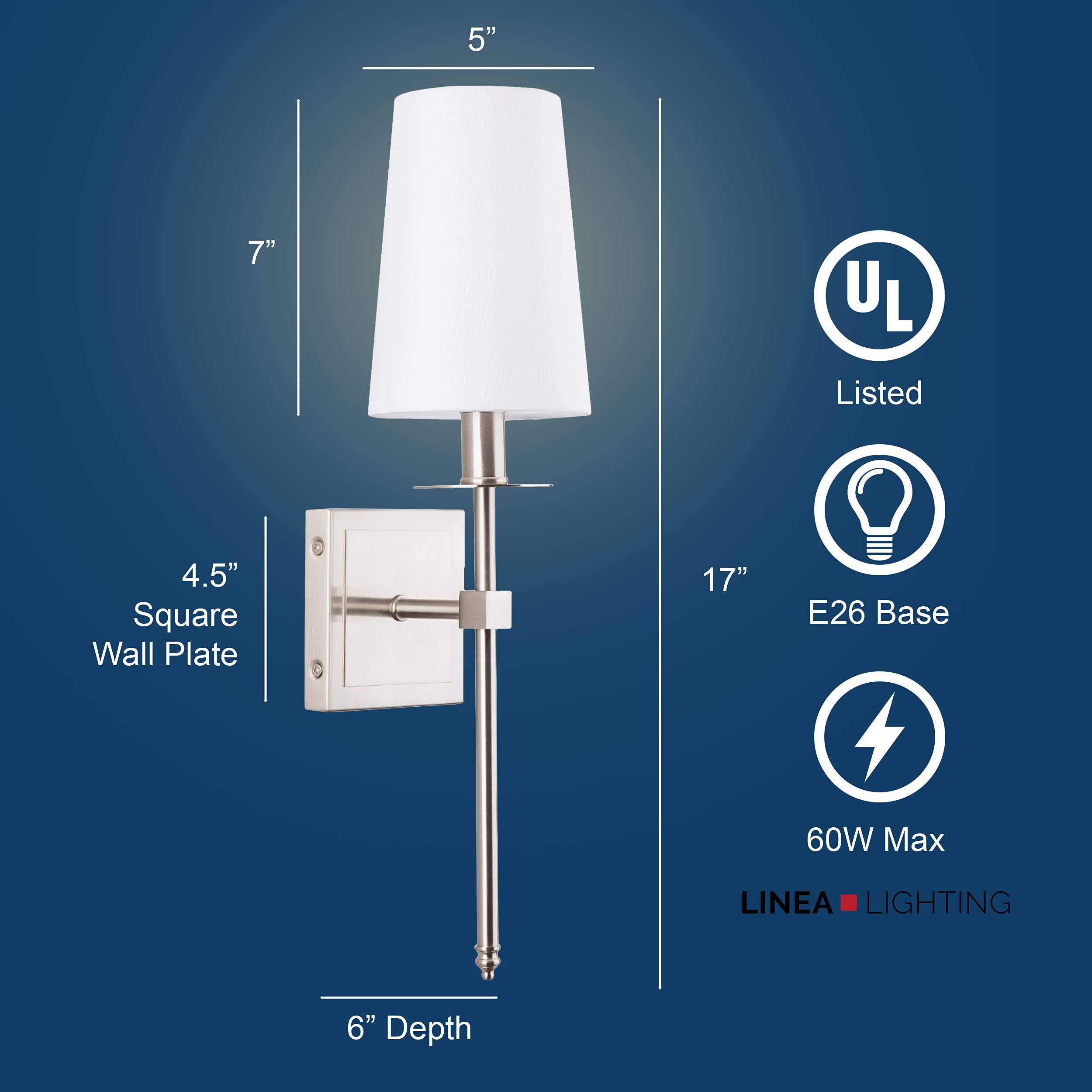 Linea Di Liara Torcia Brushed Nickel Wall Sconce Wall Lighting With White Fabric Shade Modern Bathroom Wall Sconces Bedroom Wall