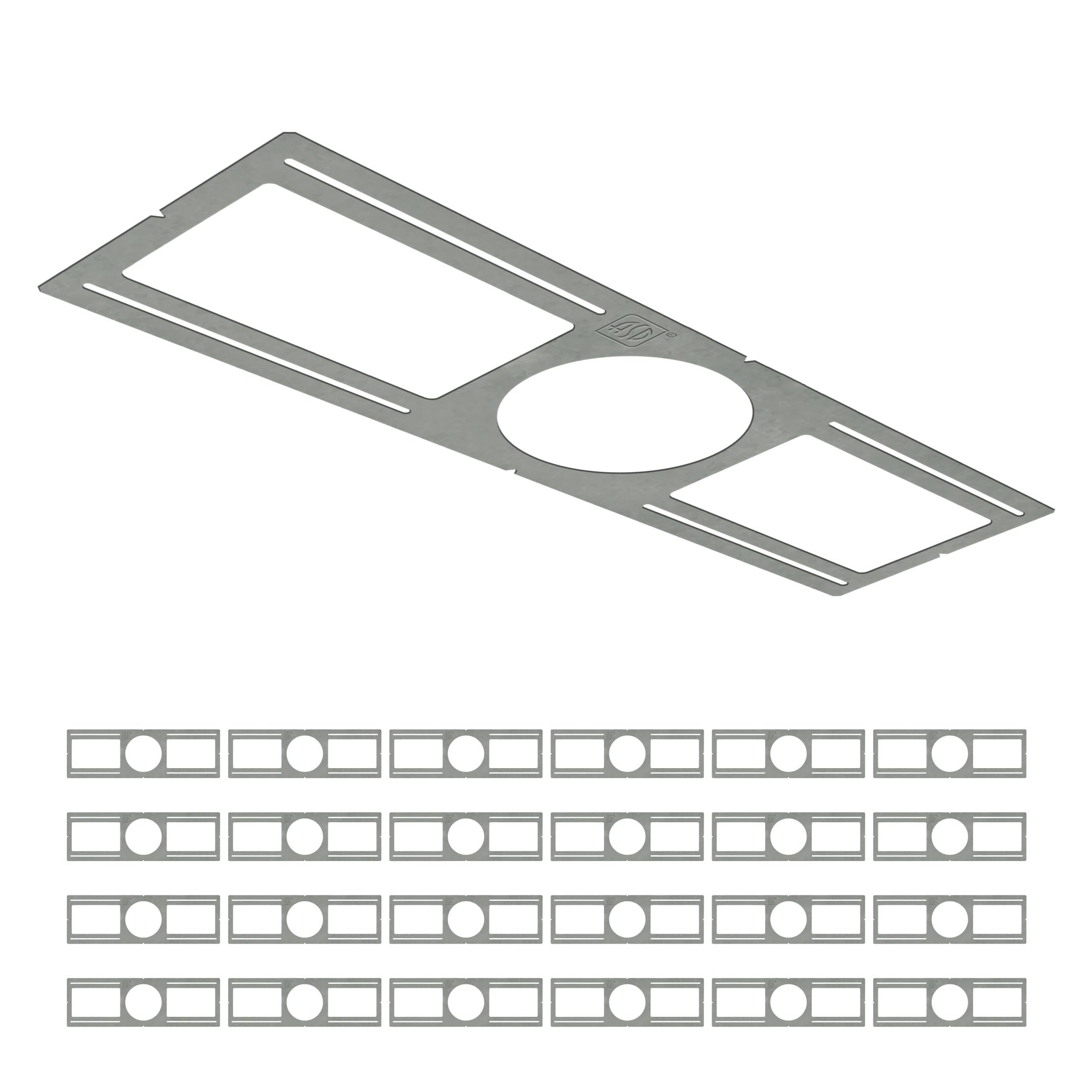 ASD 24 Pack New Construction Mounting Plate Round Hole - 6 Inch Flat Galvanized Steel Wafer Light Rough in Plate, Shallow Light 